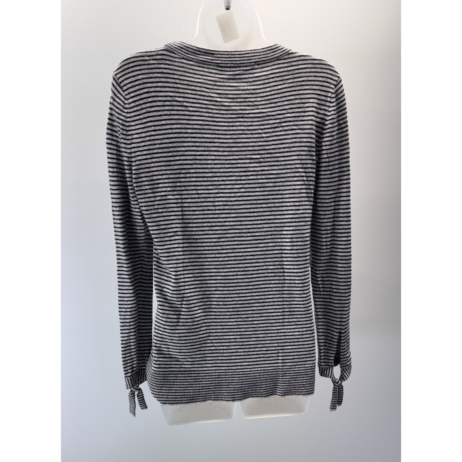 Ann Taylor LOFT Striped Sweater Womens Size S Gray Black Lightweight Pullover
