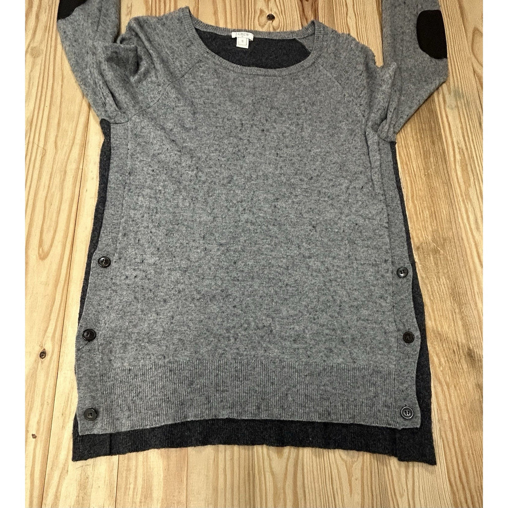 J. CREW Extra Soft Wool Blend Side Buttons Sz Small Sweater Light And Dark Gray