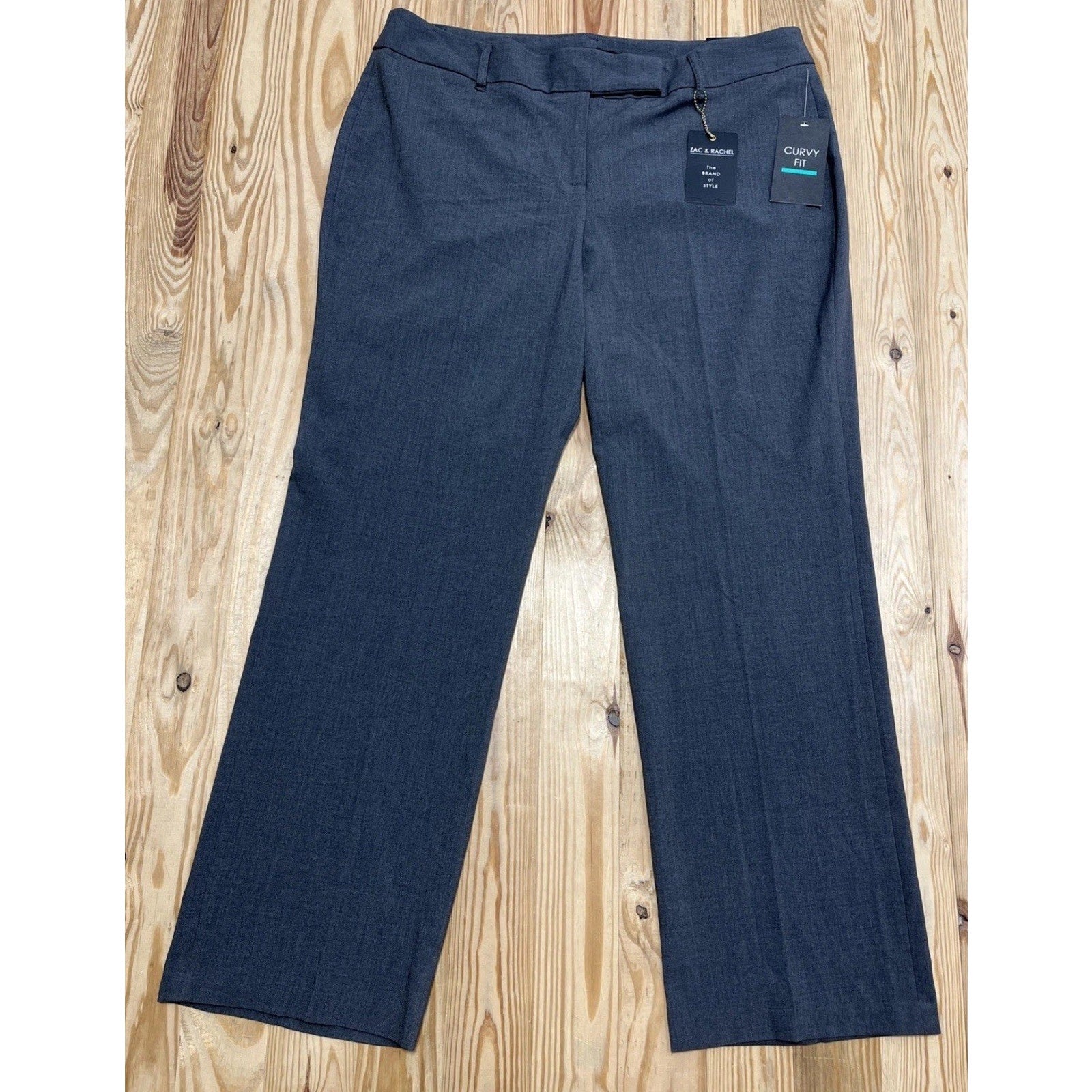 Zac & Rachel Heathered Ore Gray Dress Pants Curvy Fit 18 NWT