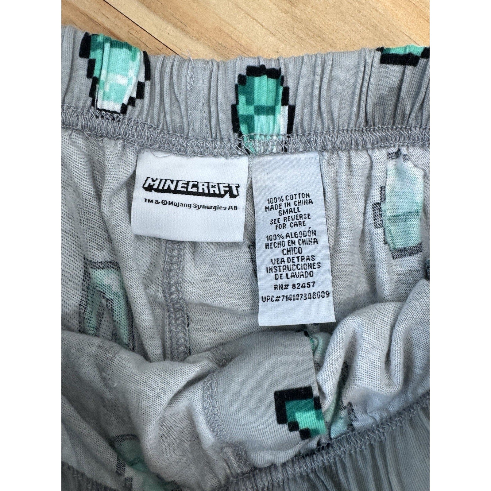Minecraft Men’s Diamond, Diamond Armor Gray Printed Lounge Sleep Pants Small