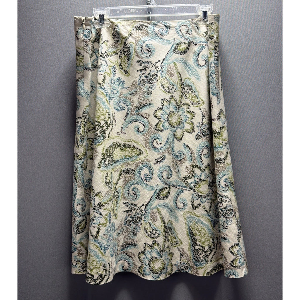 LOFT Ann Taylor Silk Blend Skirt Size 12 Floral Lined Side Zip Flared