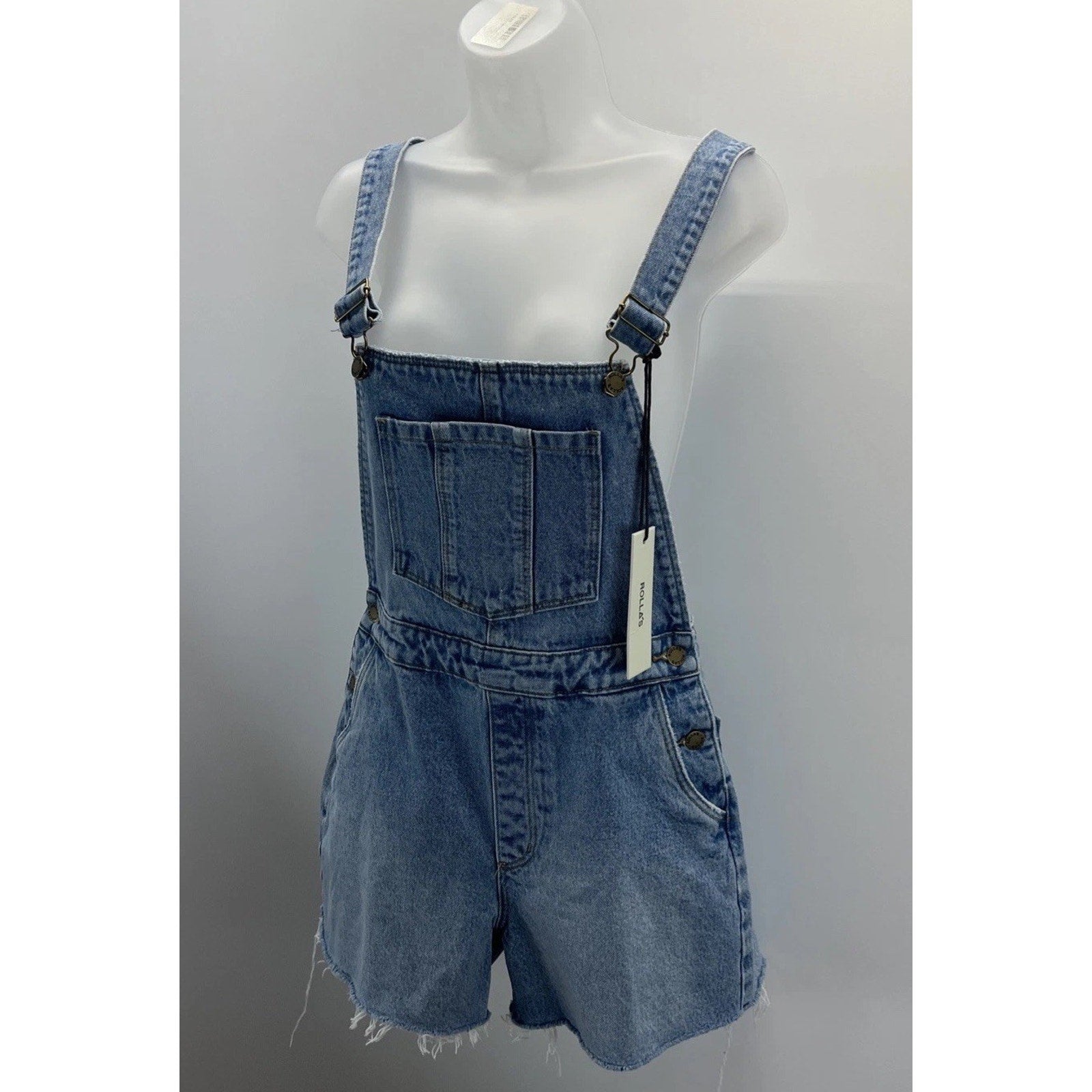 NWT Rolla’s Original Short High Rise Cut Off Jean Overalls Women’s Size 8