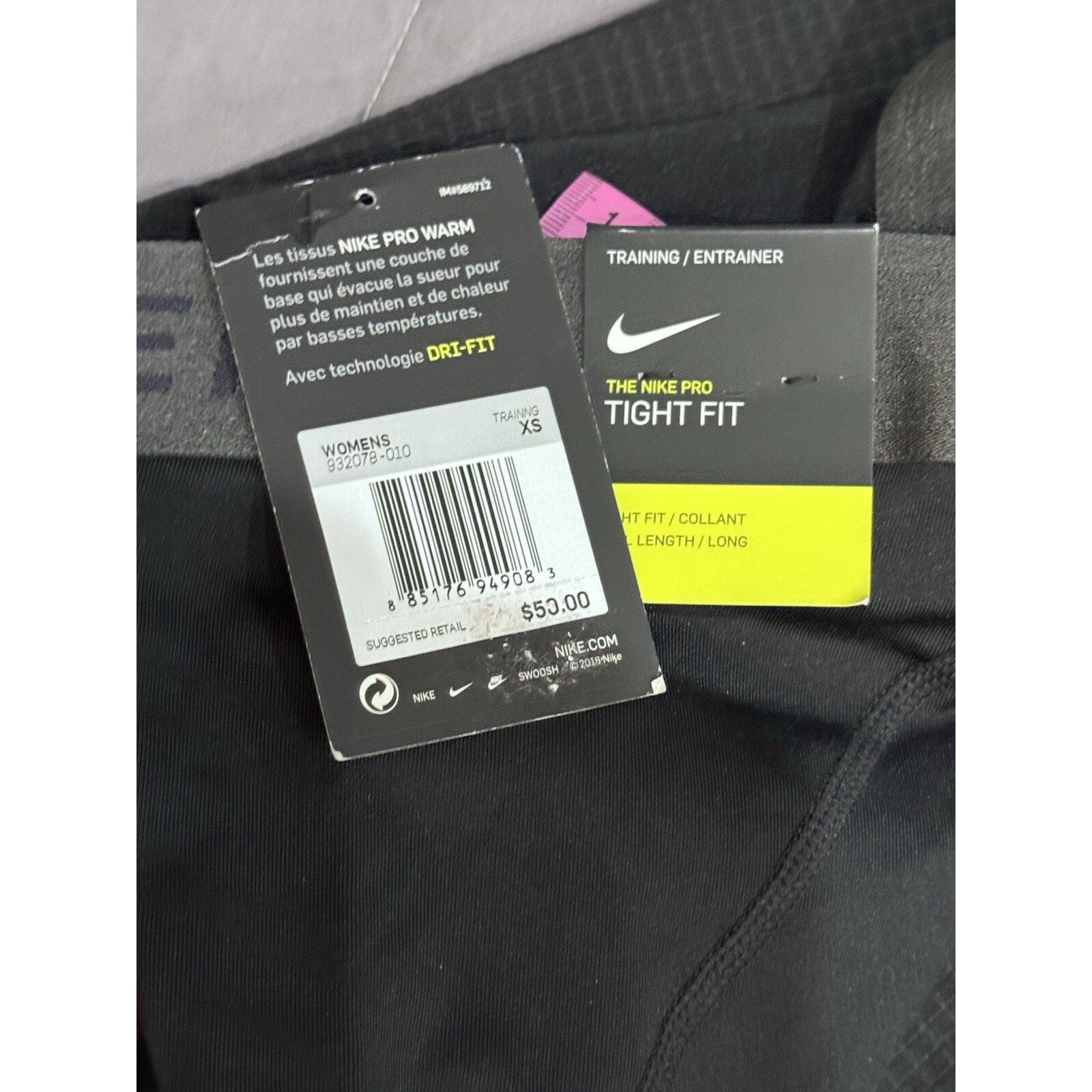 Womens Nike Pro Warm Mid-Rise Training Tights 932078-010 Black NEW Size XS