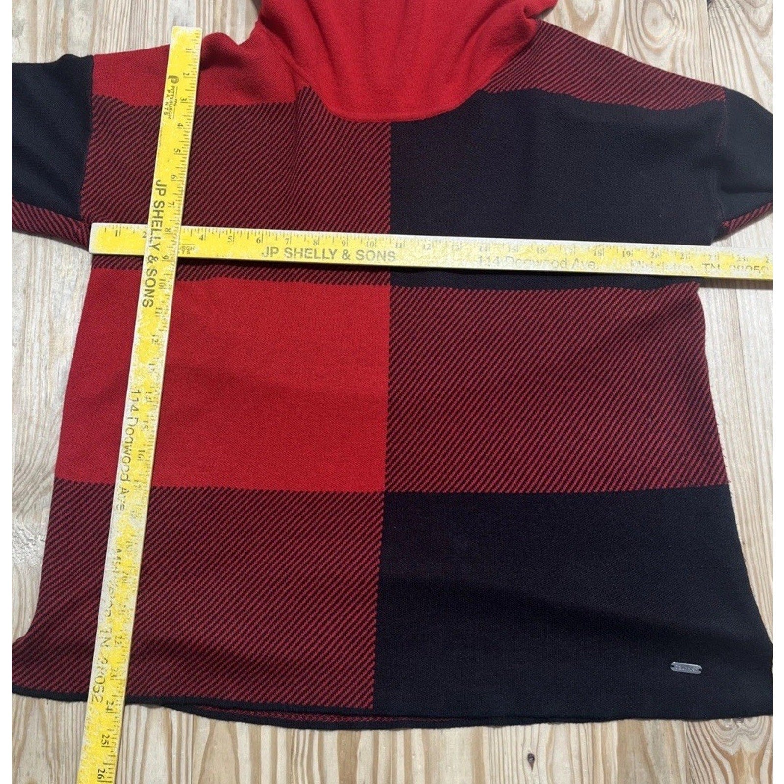 Calvin Klein women's low cowl knit sweater L red & black color block lightweight