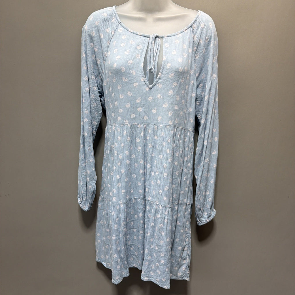 American Eagle Viscose Floral Long Sleeve Tiered Baby Doll Dress Size M NWT