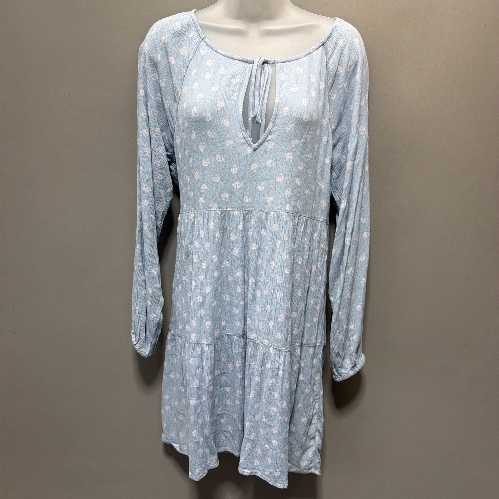American Eagle Viscose Floral Long Sleeve Tiered Baby Doll Dress Size M NWT