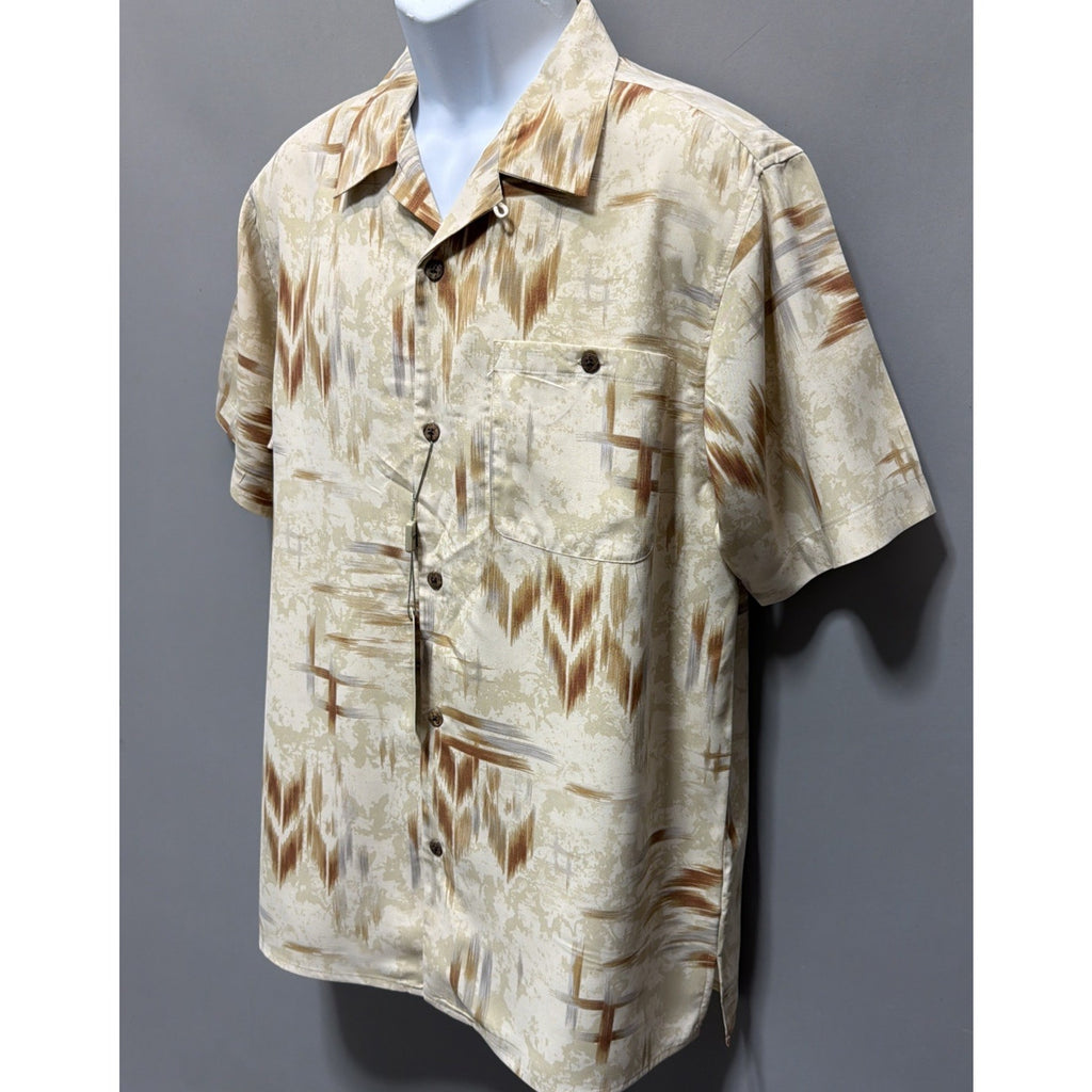 Tulliano Mens M Short Sleeve Button Up 100% Silk Camp Shirt Beach Coastal NWT