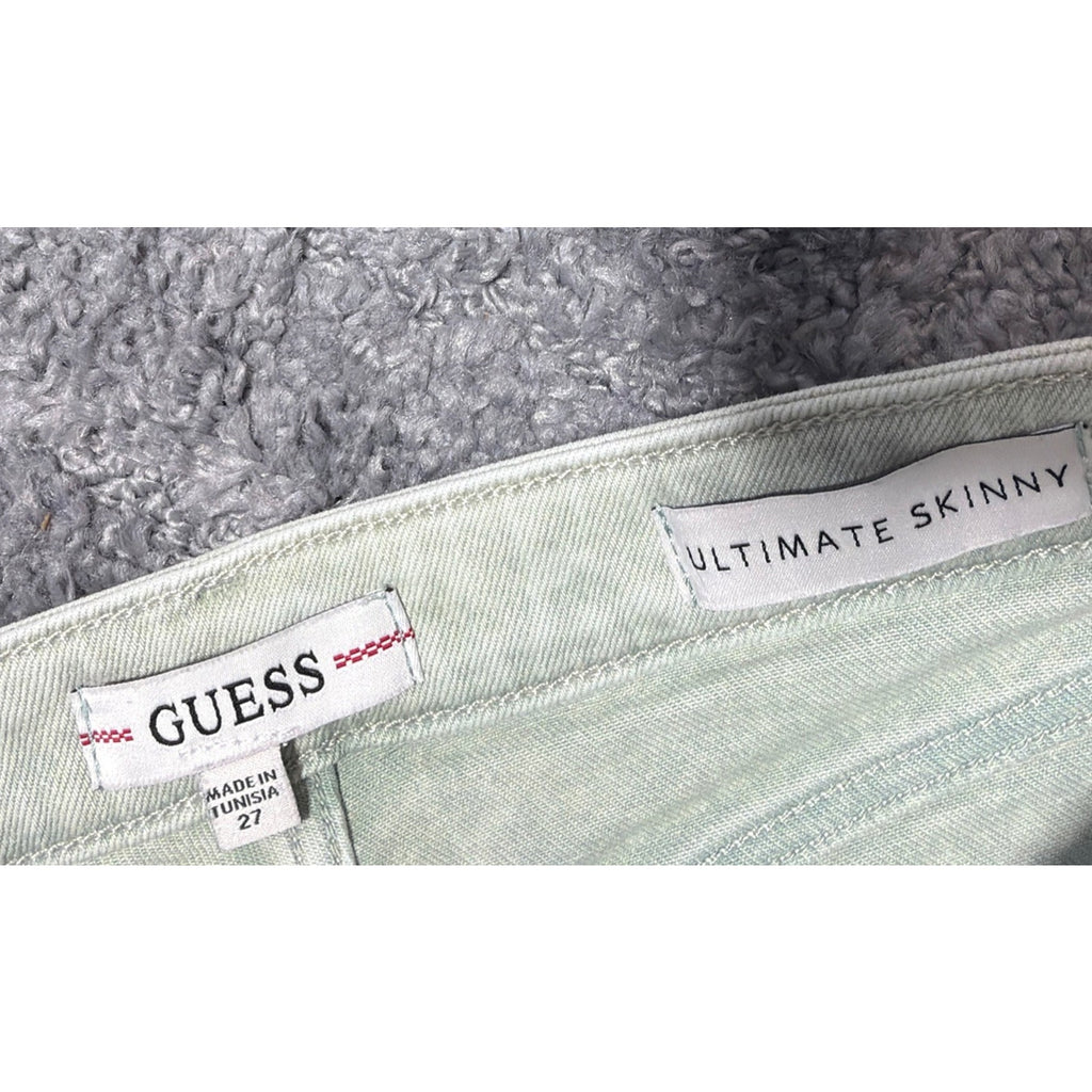 GUESS-Womens Jeans Ultimate Skinny Green Distressed Denim Size 27