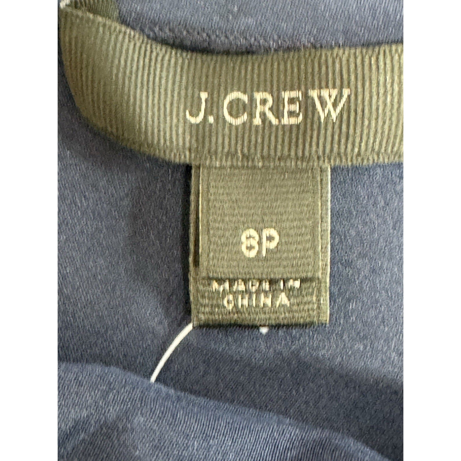 NWT J.Crew 100% Silk Draped Tie Neck Blouse Blue Long Sleeve Petite 8P Career