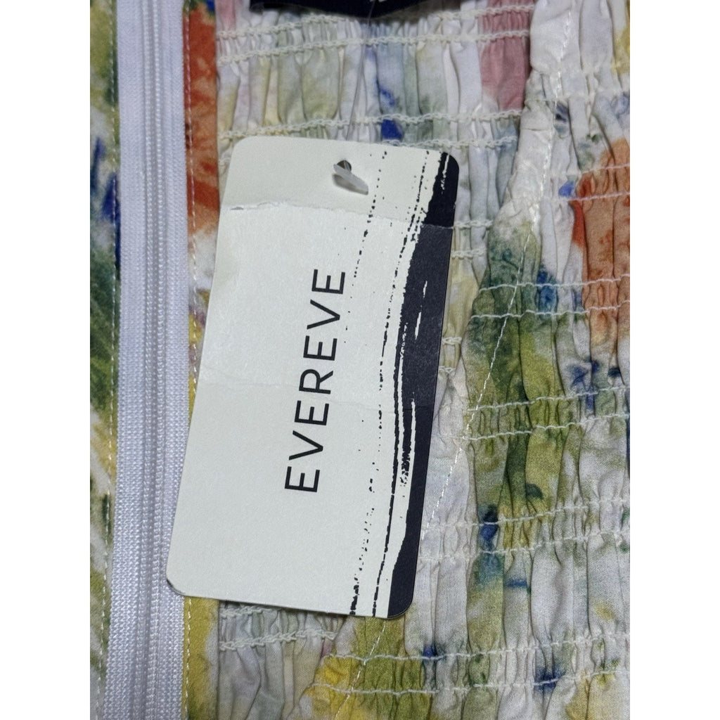 Evereve O.P.T Floral Smocked Orange Yellow Tiered Maxi Dress Womens L NWT $179