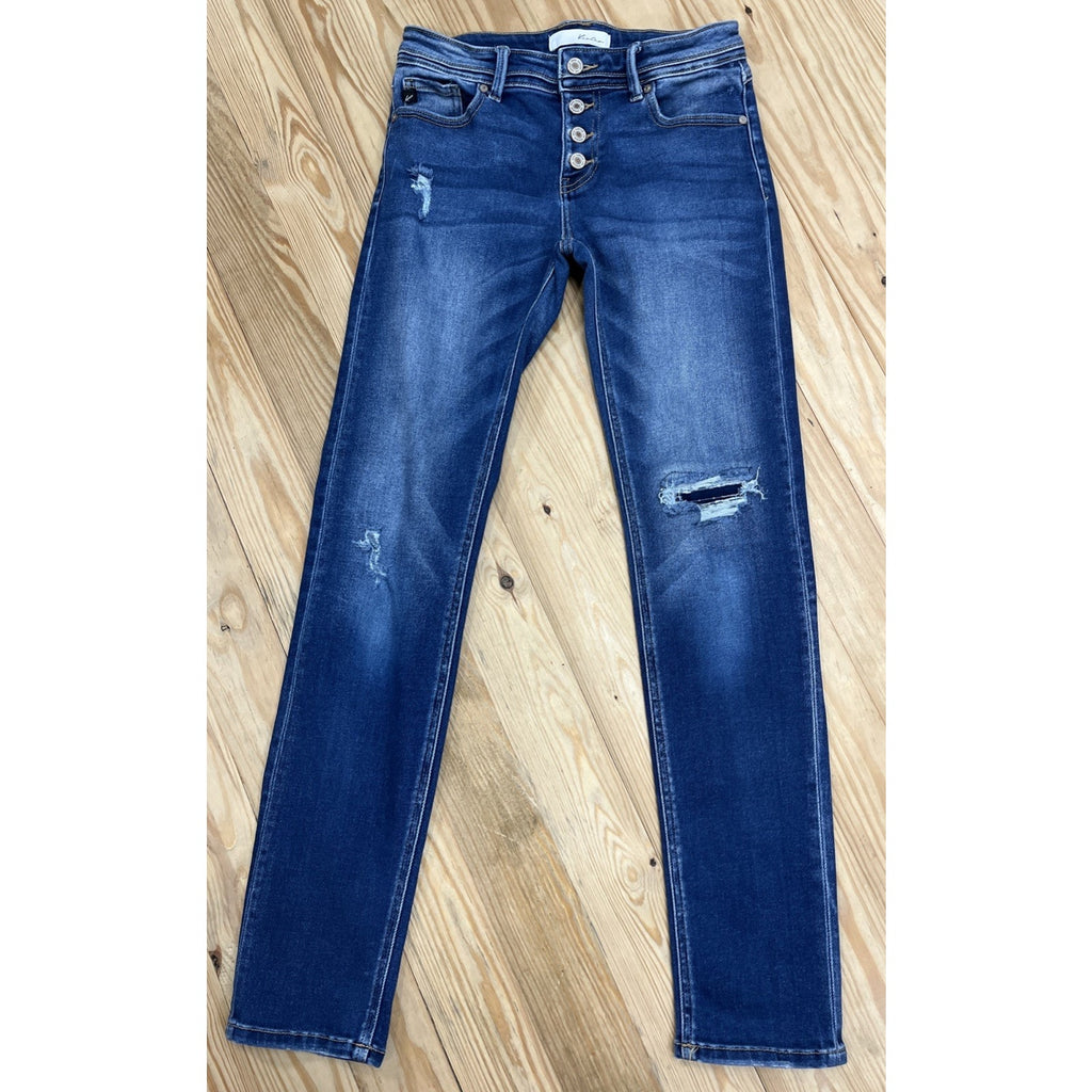 Kancan Skinny Distressed Button Fly Denim Jeans Womens 7/27