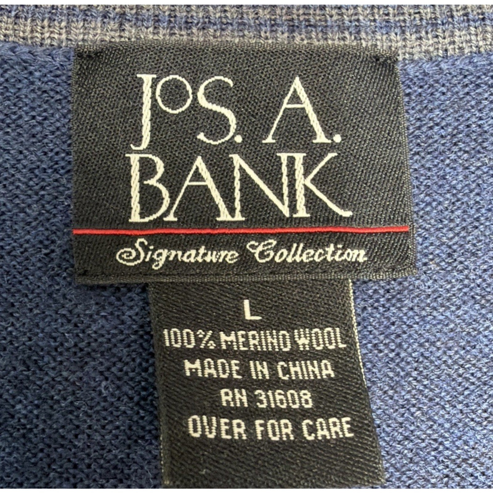 Jos A Bank Men’s 100% Merino Wool Sweater Vest Size L Signature Collection Navy