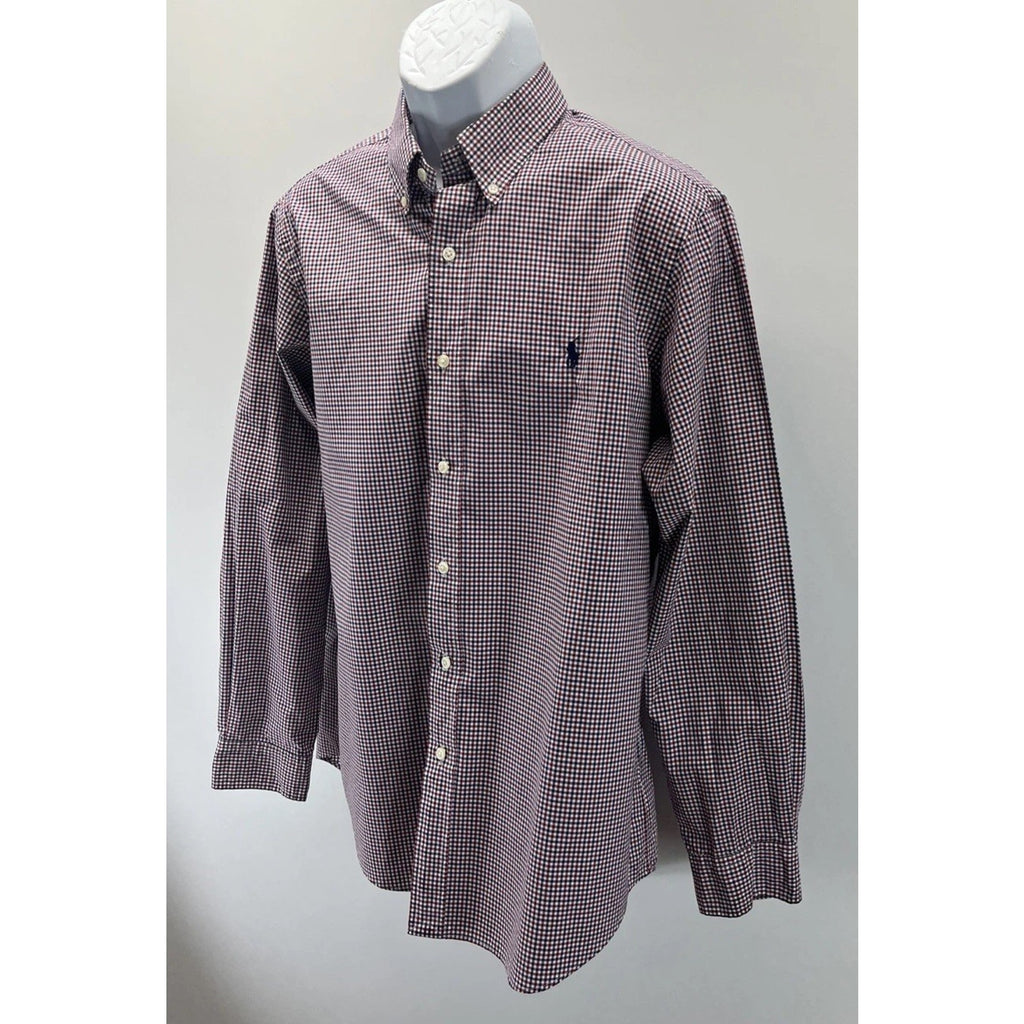 Ralph Lauren Red White And Blue Check Classic Fit Button Long Sleeve Shirt L