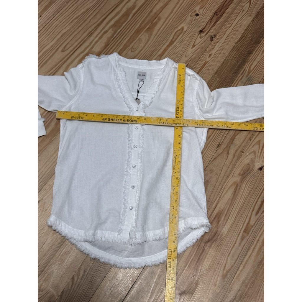 NIC+ZOE Paper White Button Front Ruffled Collared Long Sleeve Women’s S NWT