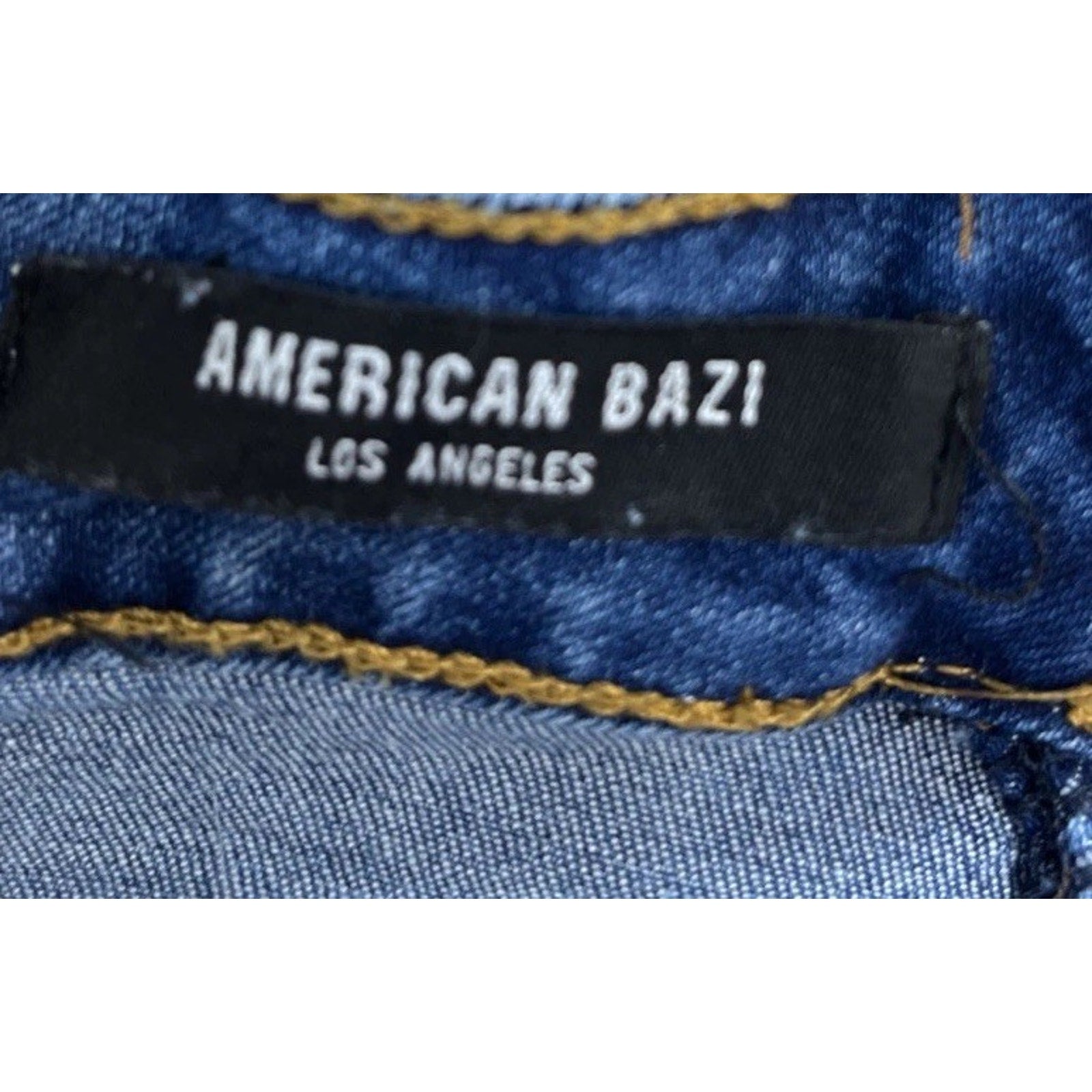 American Bazi LA Skirt Denim Jean Skirt Woman Distressed Front L Blue