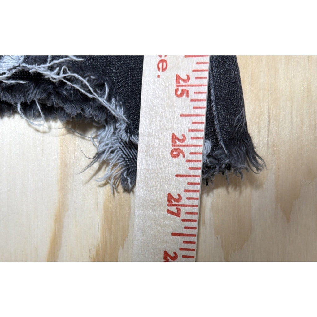 RISEN Raw Hem Cropped High Rise Flared Leg Black Washed Denim Jeans 5/27