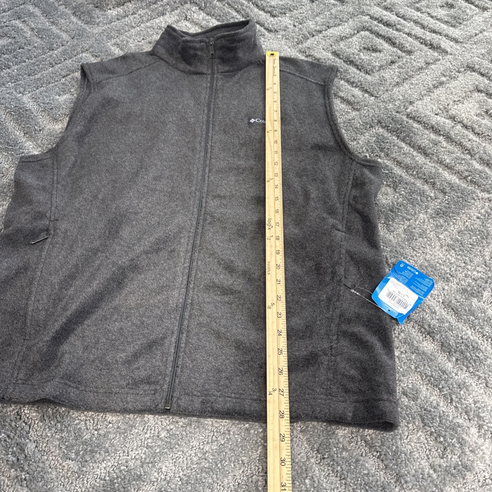 Columbia Vest Jacket Dark Gray Fleece Outdoors Hiking Lightweight Men’s L NEW