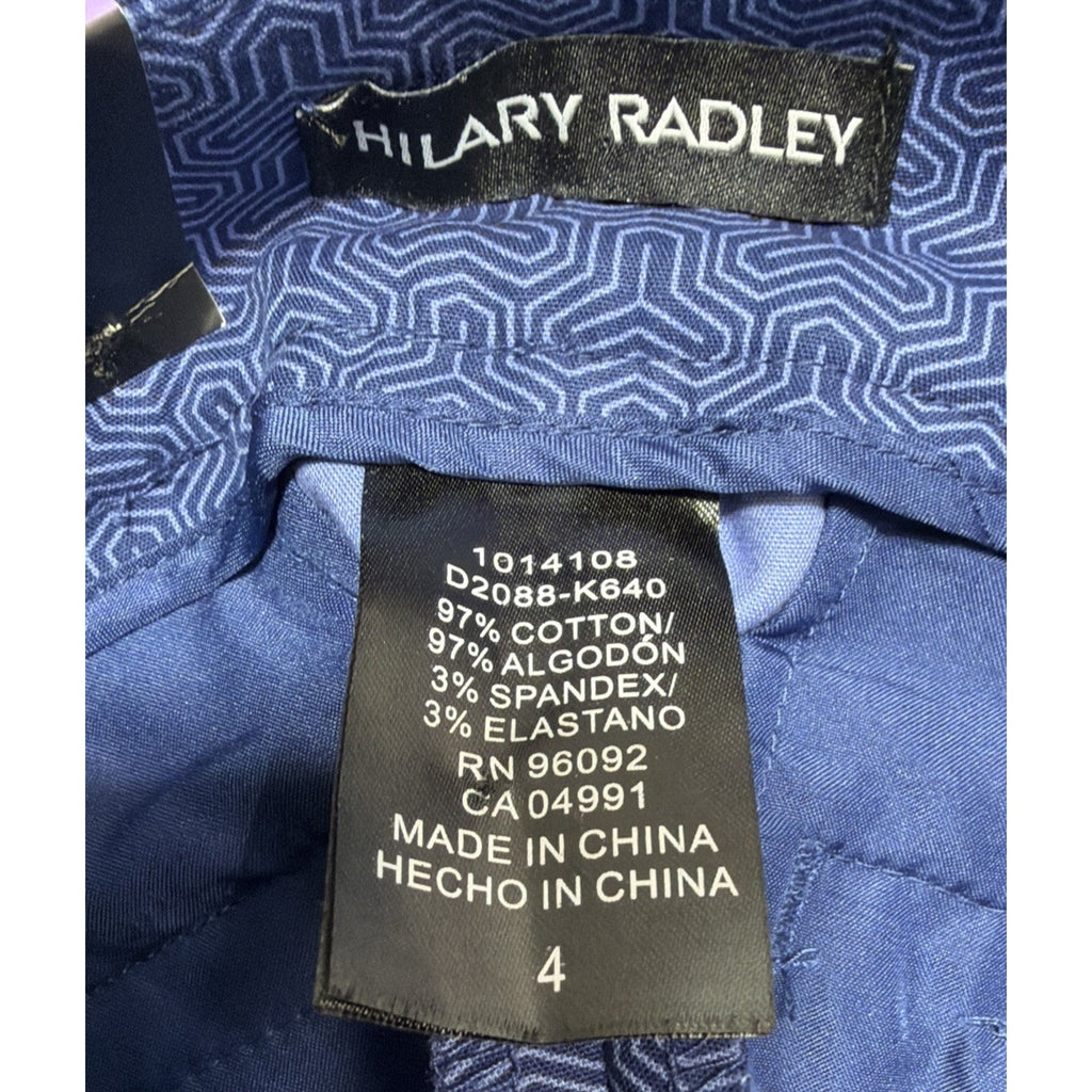 Hilary Radley New Women’s 4 Blue Geometric Print Slim Leg Cropped Pants Stretch