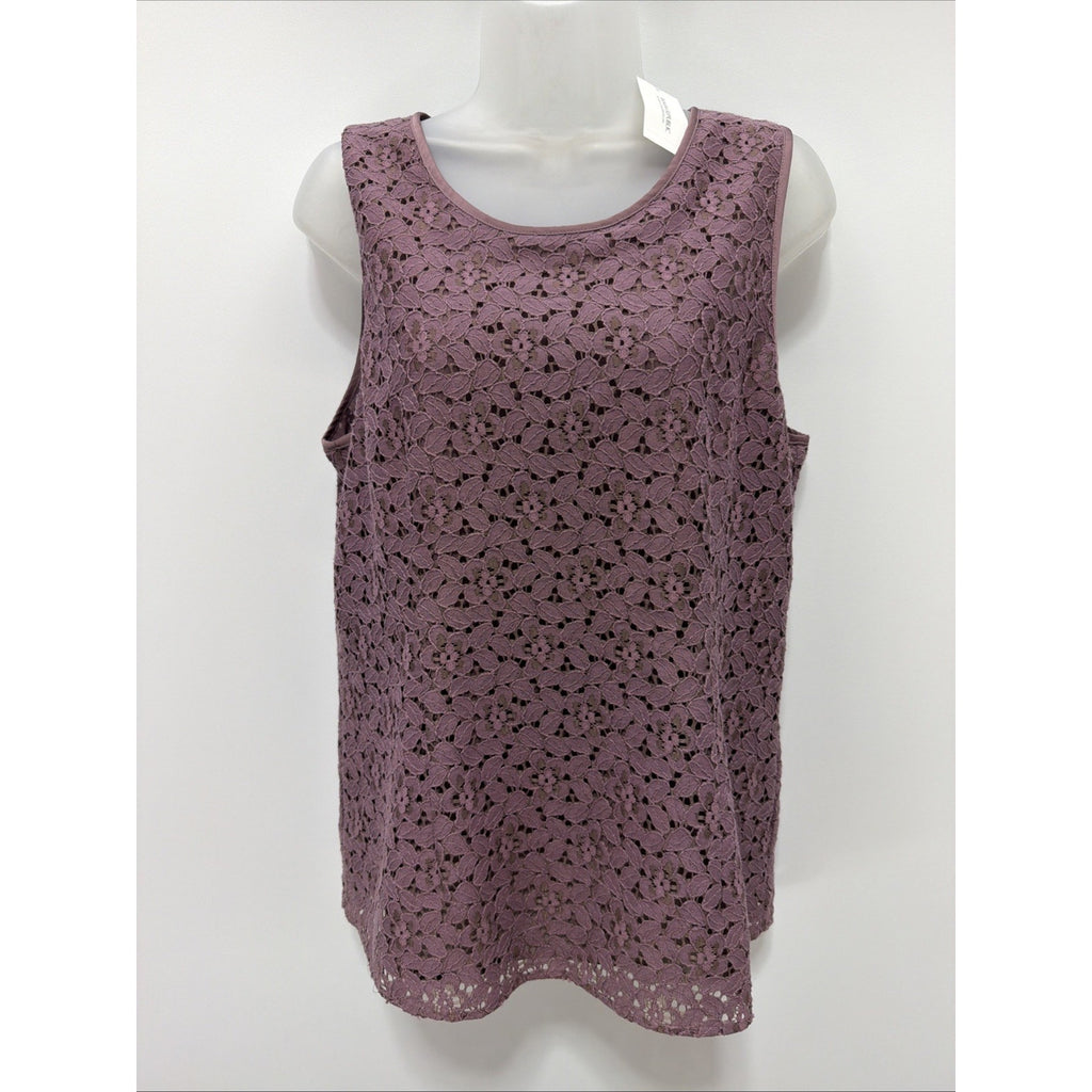 Banana Republic Mauve Purple Floral Zip Back Top Lined Tank 14 NWT