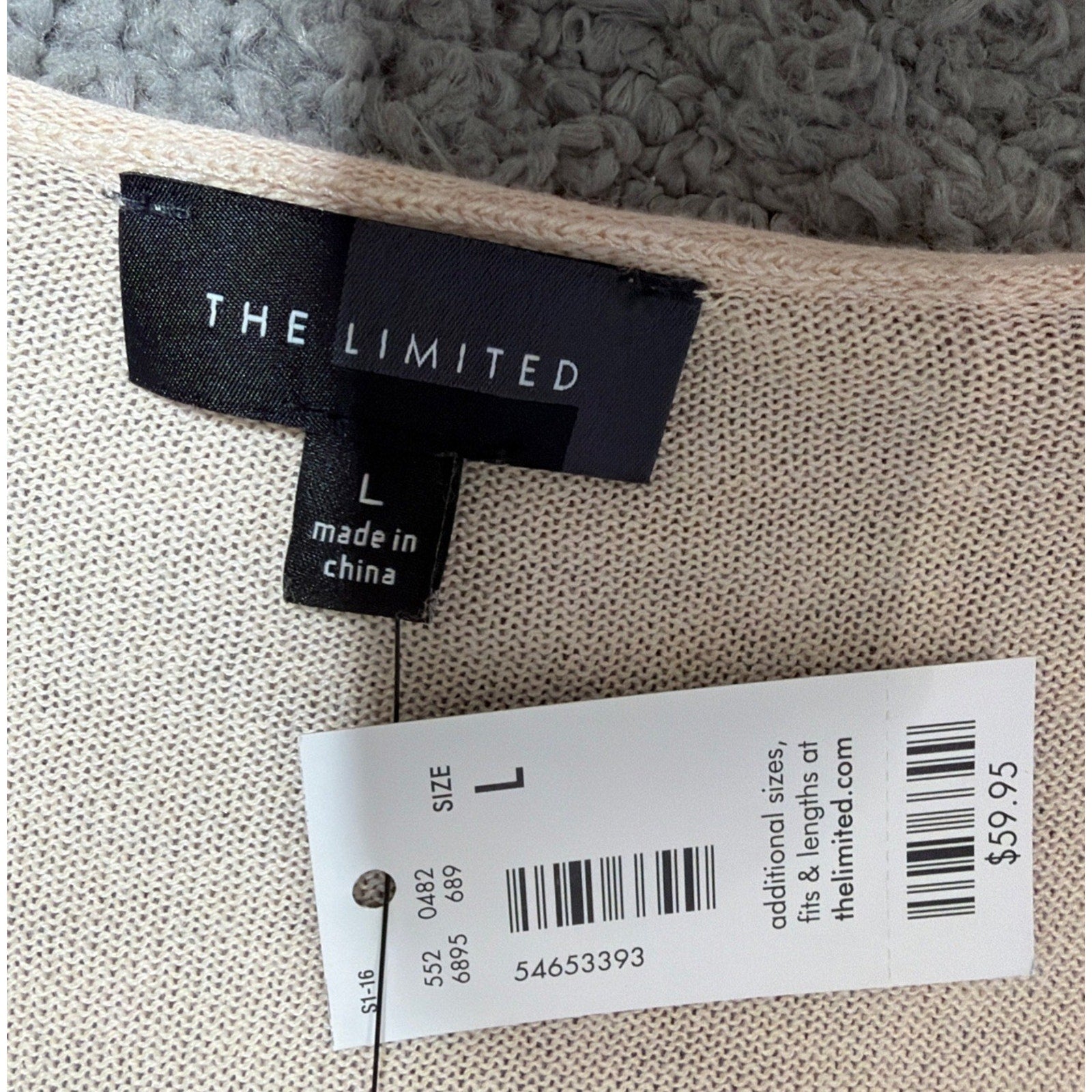 The Limited Cream Lightweight V Neck Sweater Built In Tank Womans Size Large NWT