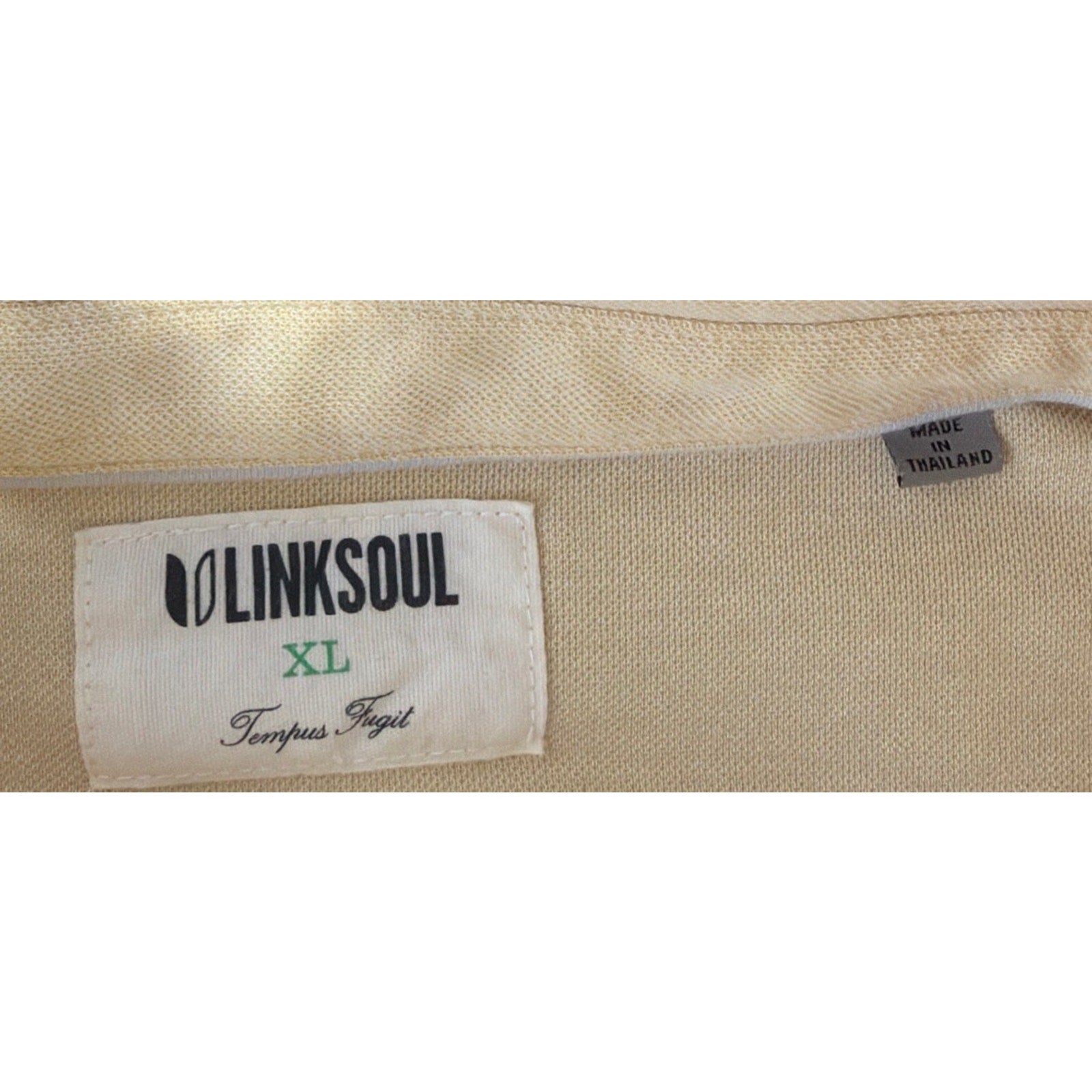 Linksoul Shirt Mens XL Button Up Yellow Tempus Fugit Button Down Casual