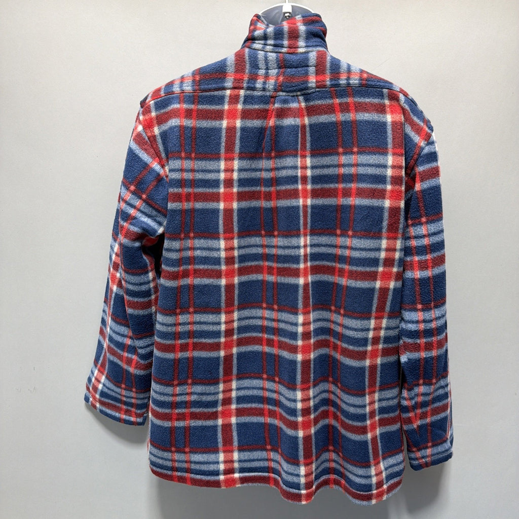 Mens Rugged Point Authentic Red Blue Plaid Fleece Sherpa Full Zip Shacket XL NWT