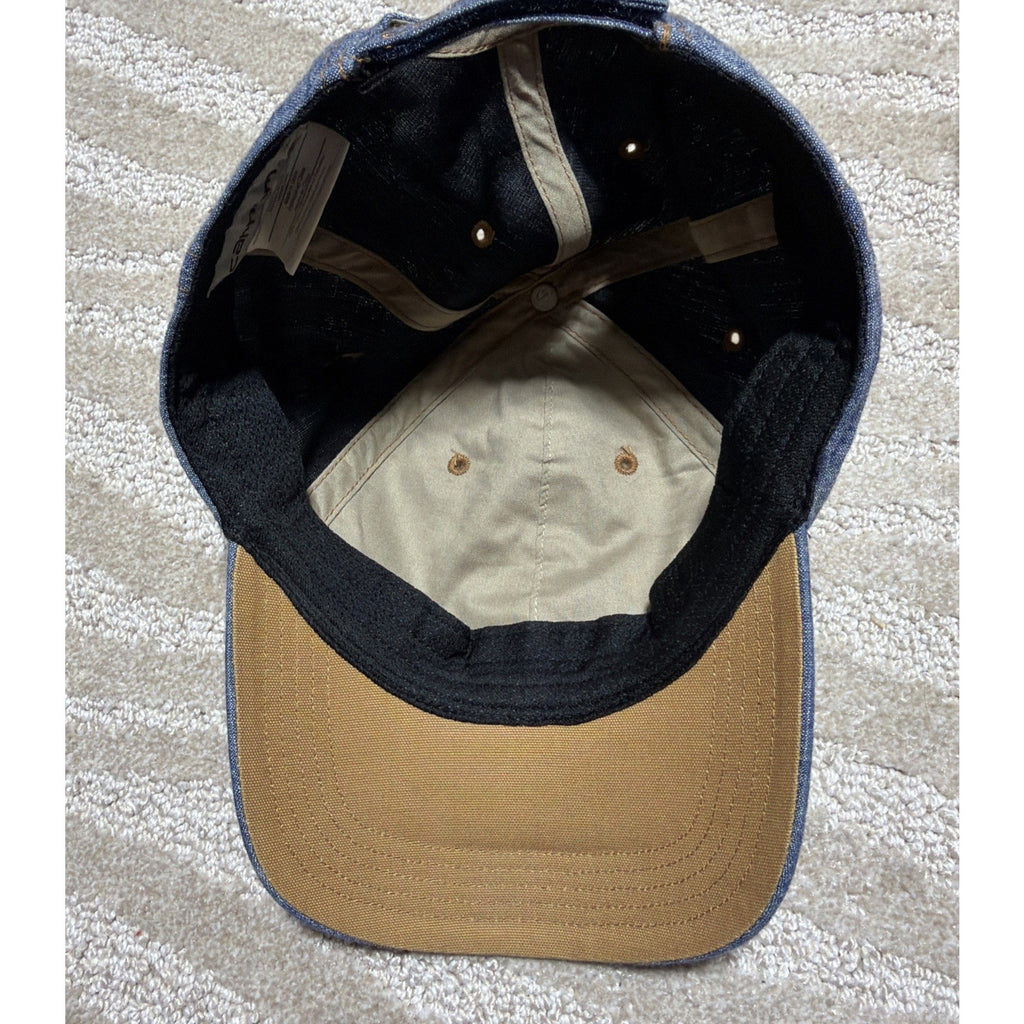 Carhartt Denim Dad Hat Cap Blue Adjustable Leather Logo Patch 100% Cotton