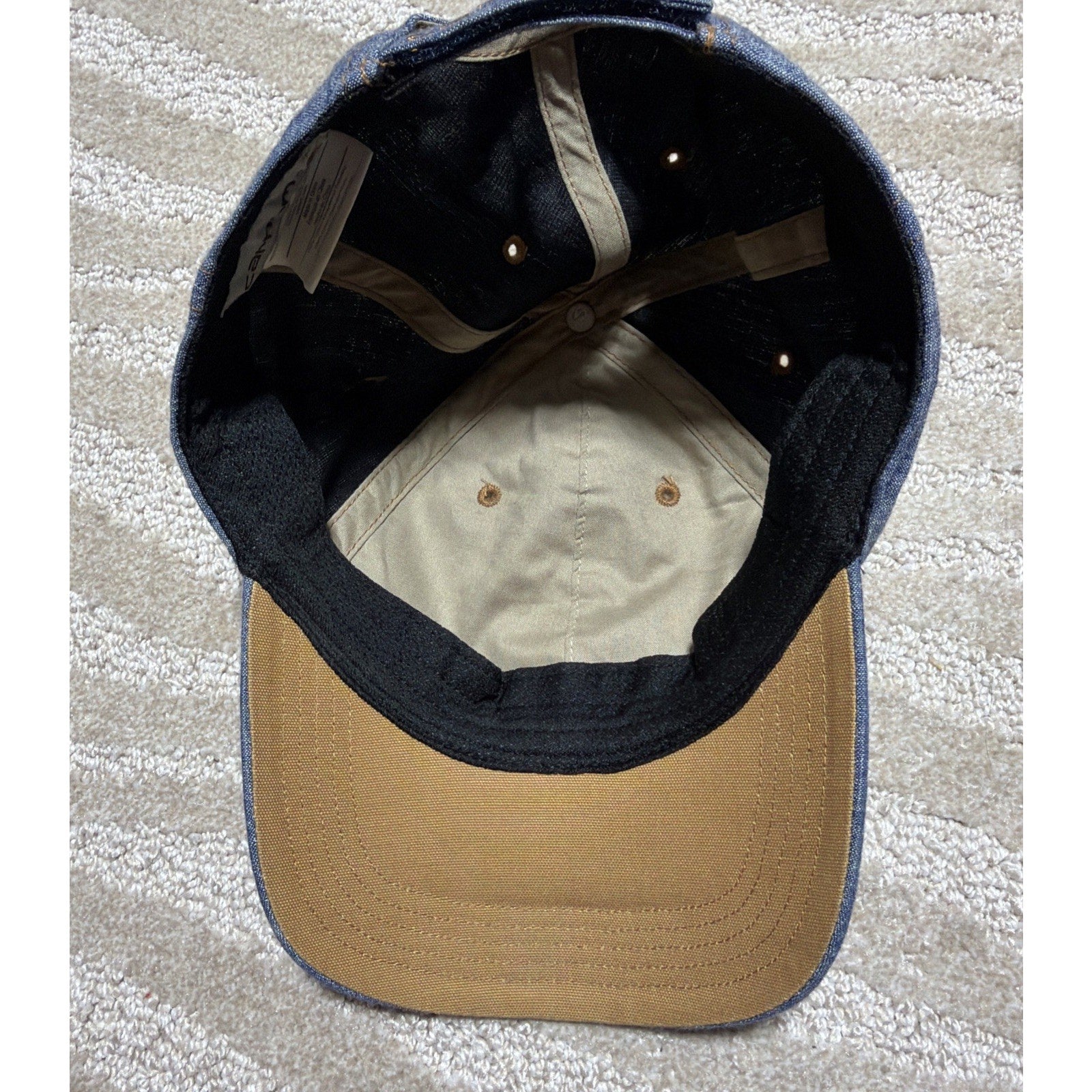 Carhartt Denim Dad Hat Cap Blue Adjustable Leather Logo Patch 100% Cotton