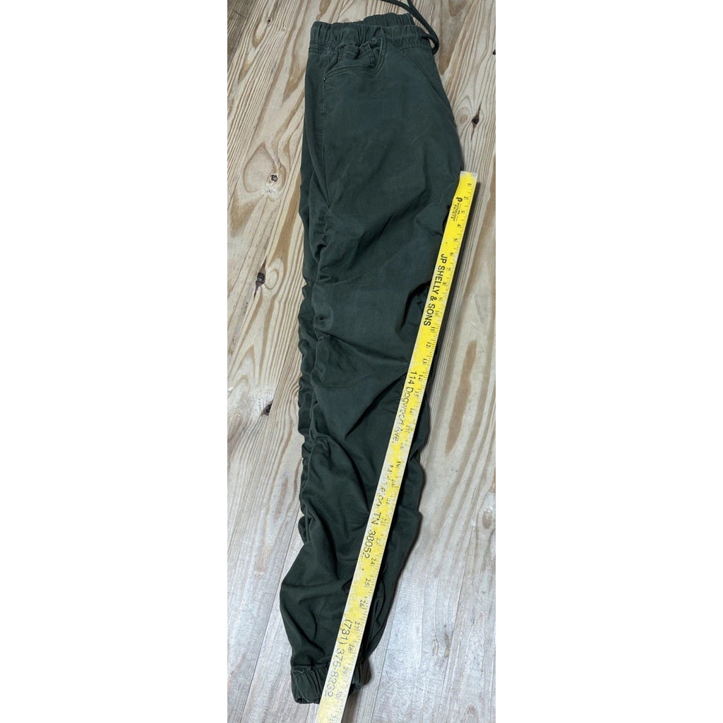 American Bazi Pull On Jogger Pants Large Ruching Skinny Stretch Pockets Green