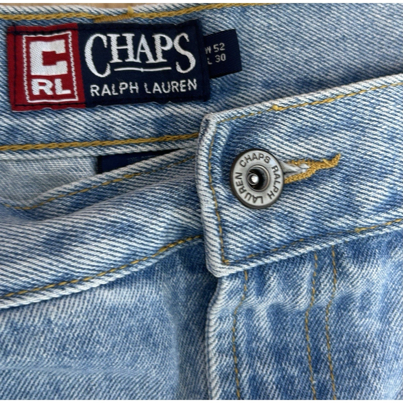 Chaps Ralph Lauren Jeans Mens 52x30 Blue Stone 99 Straight Leg 90s. 100% Cotton