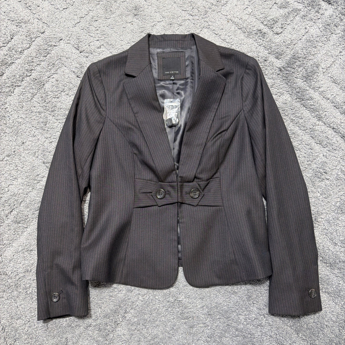 The Limited Stretch Womens 12 Gray Fitted Career Blazer Jacket NWT See Measure