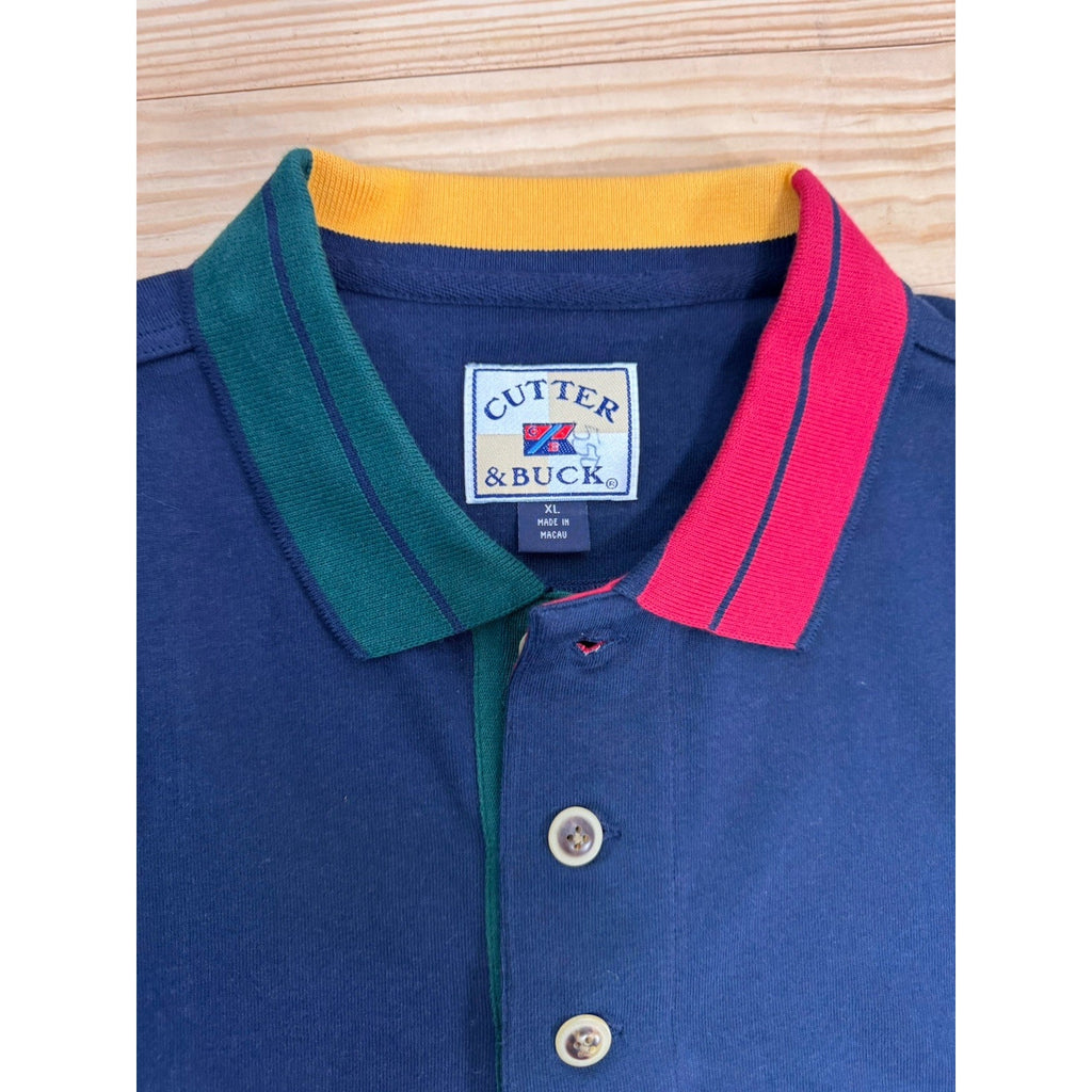 Cutter & Buck 90s Theme Vertical Striped Polo Shirt Mens X-Large NWT Castrol