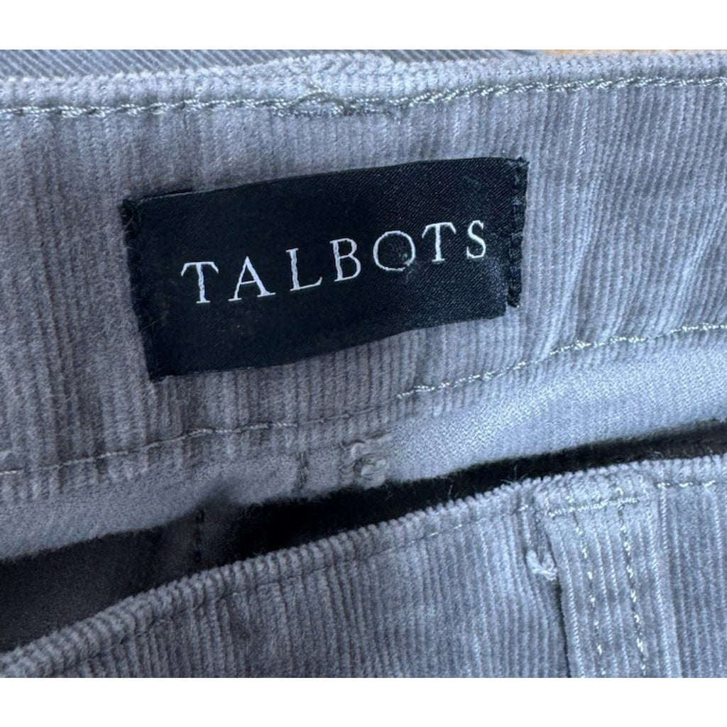 Talbots Corduroy Pants Women's 8 Petite Straight Leg Pockets Stretch Blue Gray