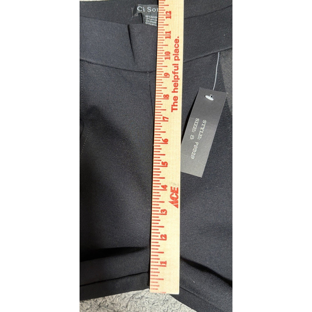Womens S High Rise Ponte Black Full Length Leggings Pants stretch Ci Sono NWT