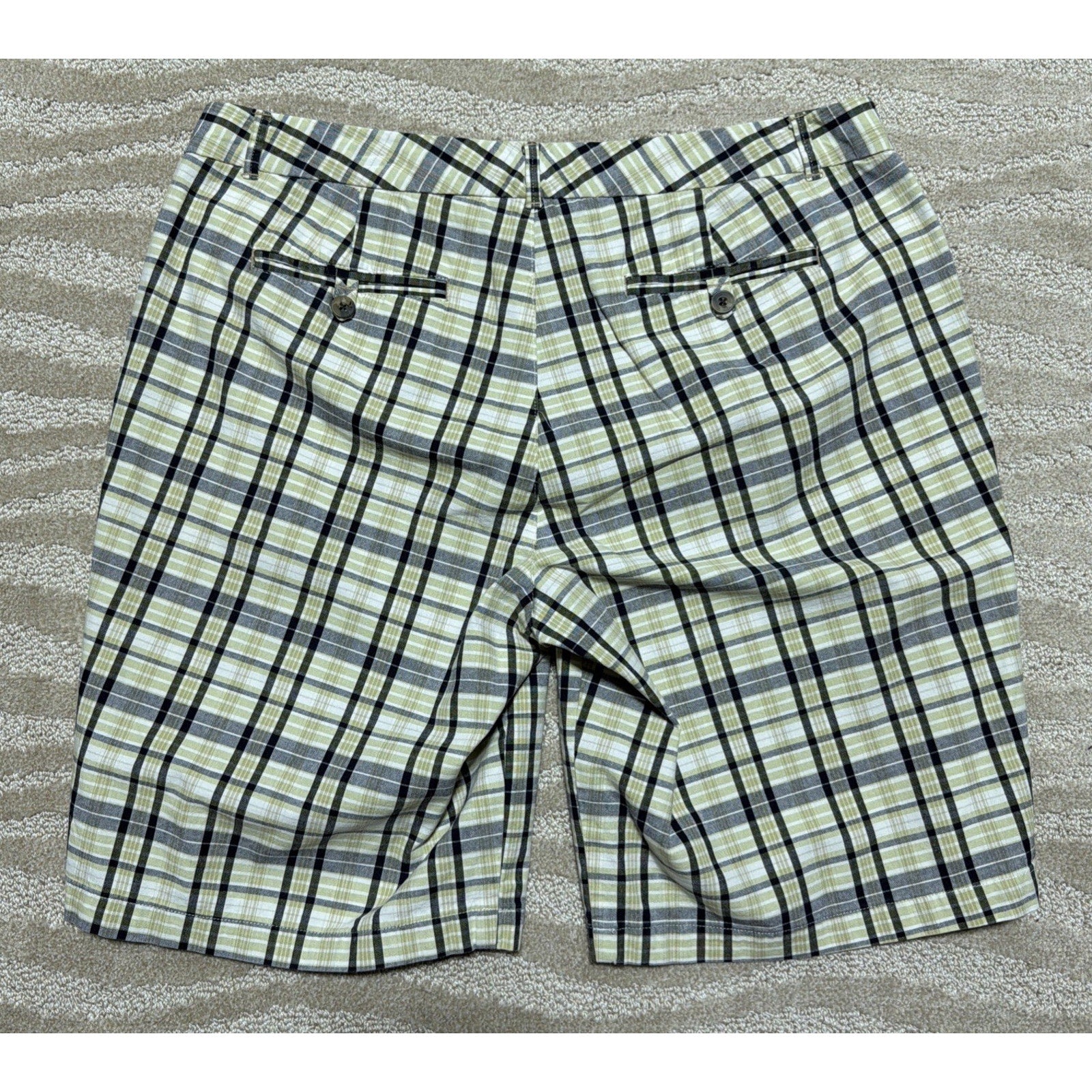 Dockers Favorite Fit Shorts Women's 14 Plaid 36x10 Stretch