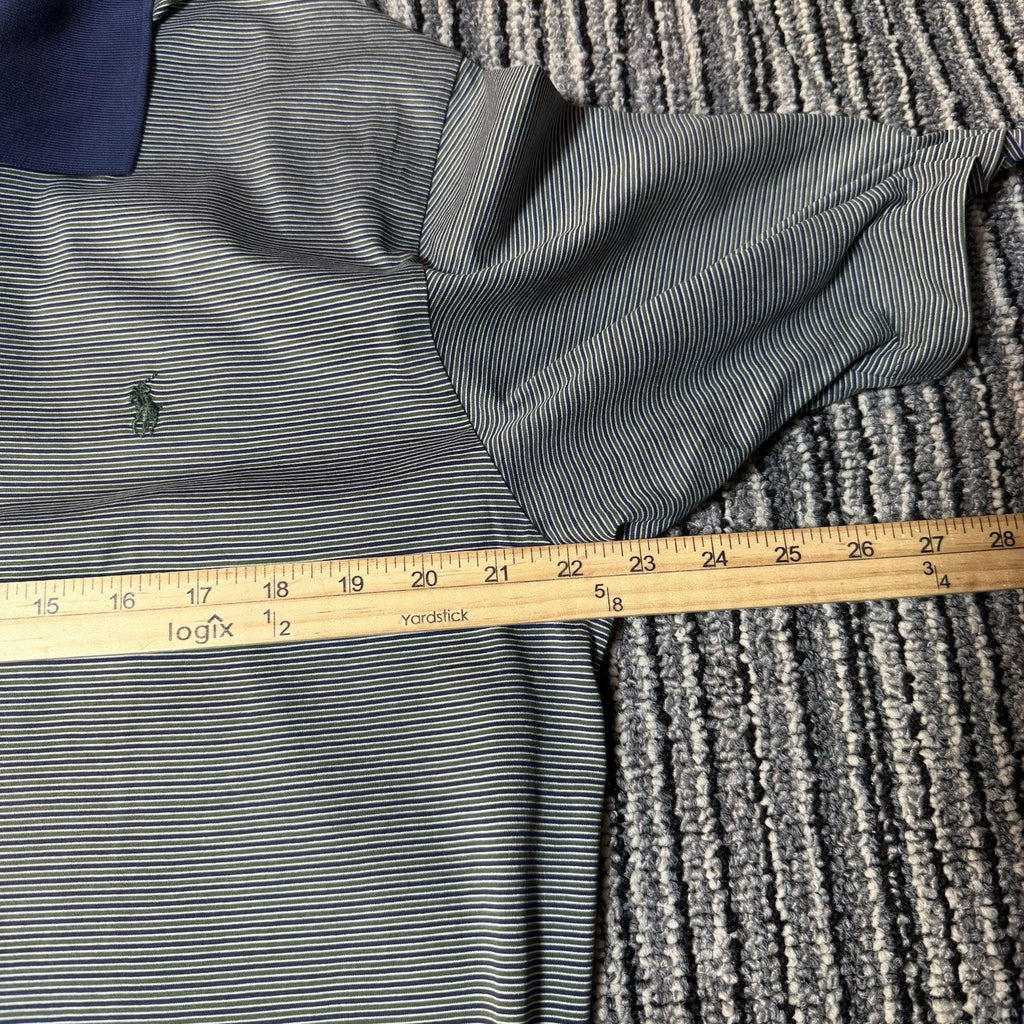 Polo Golf Ralph Lauren Mens L 100% Pima Cotton Striped Polo Shirt Navy Green