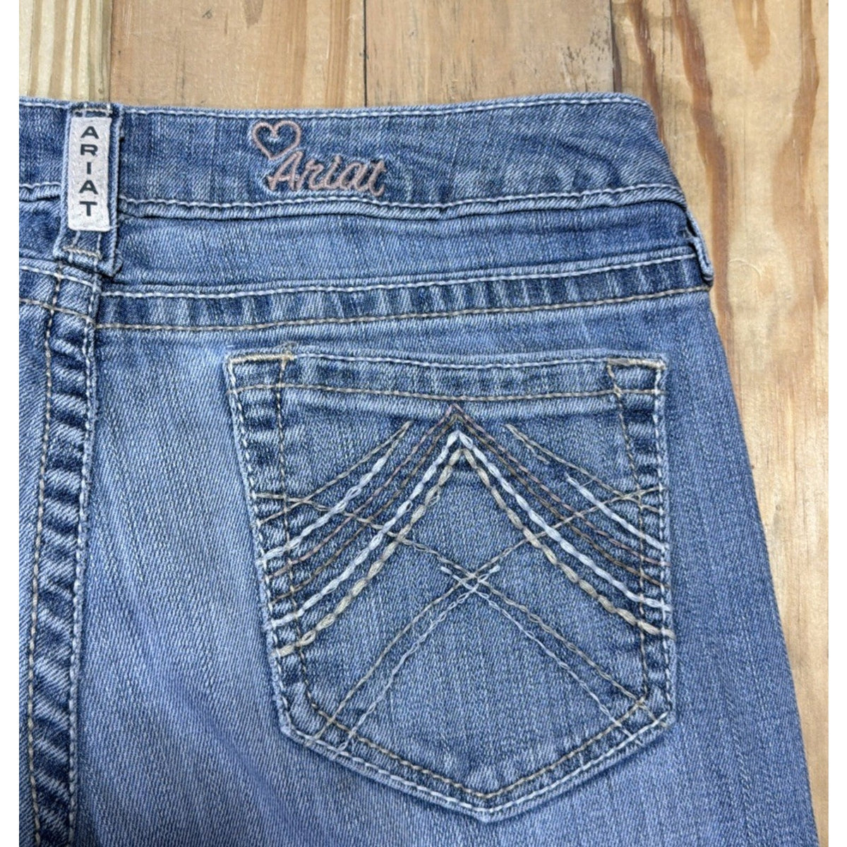 ARIAT Jeans 16 R.E.A.L. Mid Rise Stretch Whipstitch Boot Rainstorm Women’s 27x31