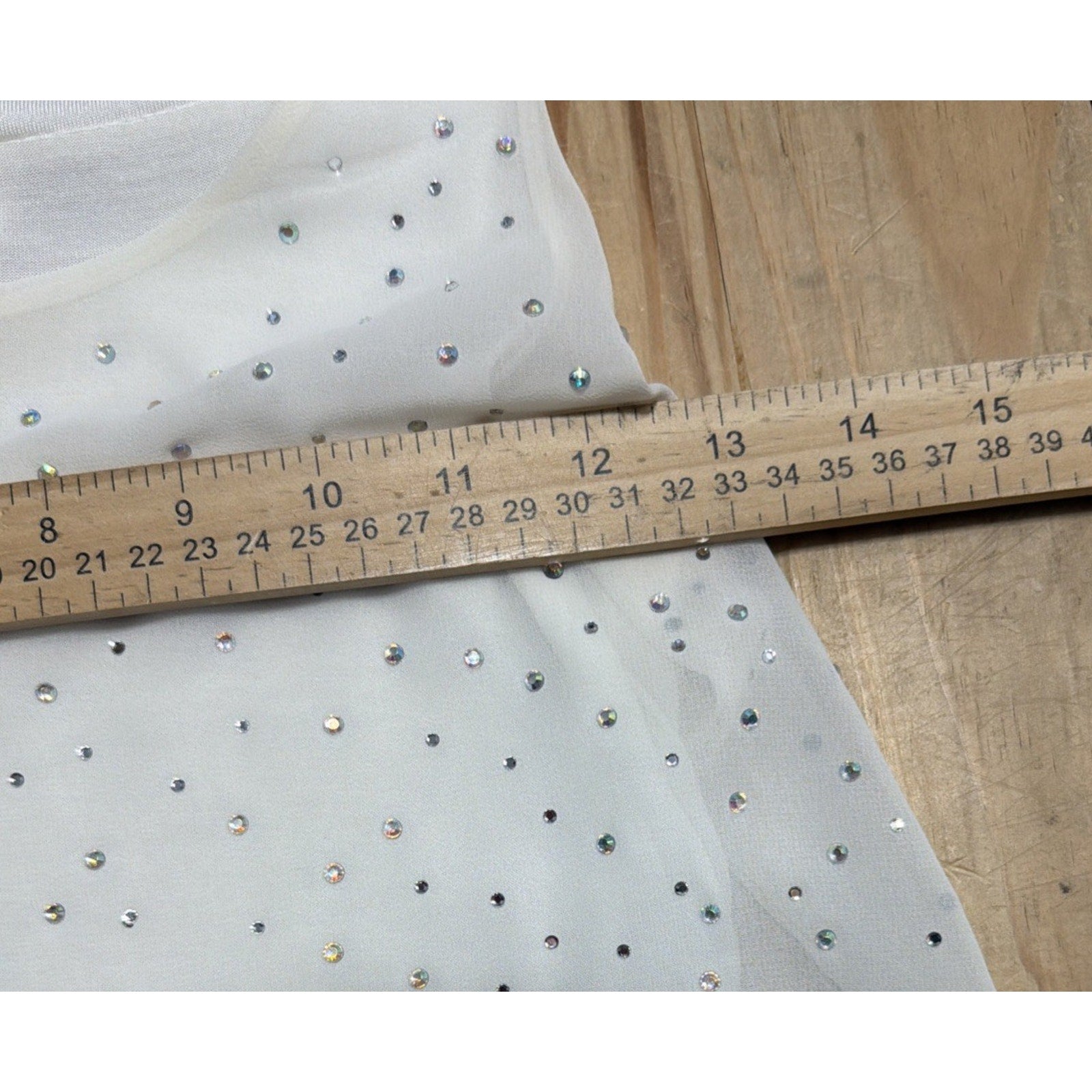 Express Ivory Sparkly Rhinestone Overlay Tank Top size Small