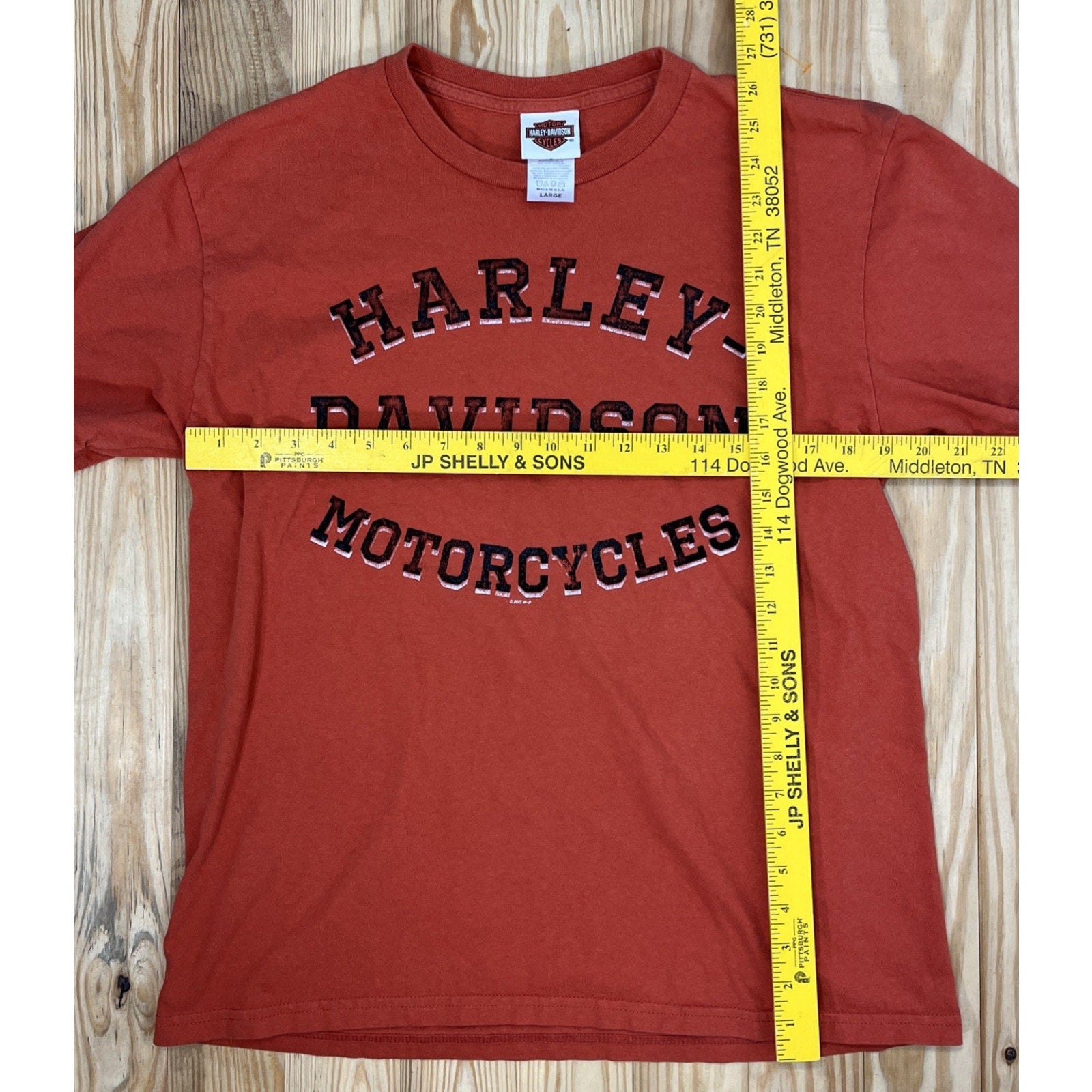 Harley Davidson Men's Size L Orange T-Shirt Port Charlotte FL Made in USA 2015