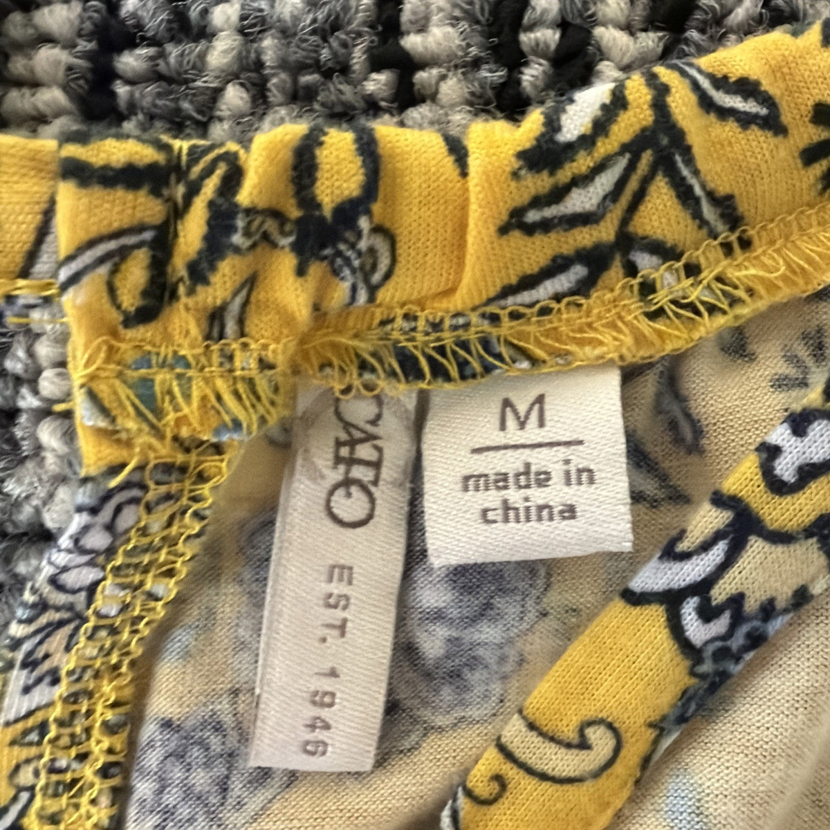 Cato Womens Medium Boho Crochet Neck Tank Top Yellow Blue Paisley
