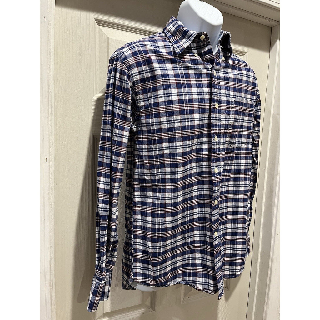 IZOD Blue & White Plaid Long Sleeve Button-Down Dress Shirt Men's Size M