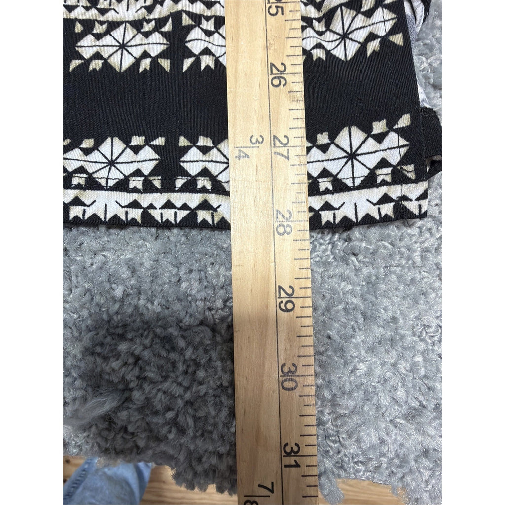 JM Collection Blouse Size L Black Animal Print Beads Boho Aztec V-Neck