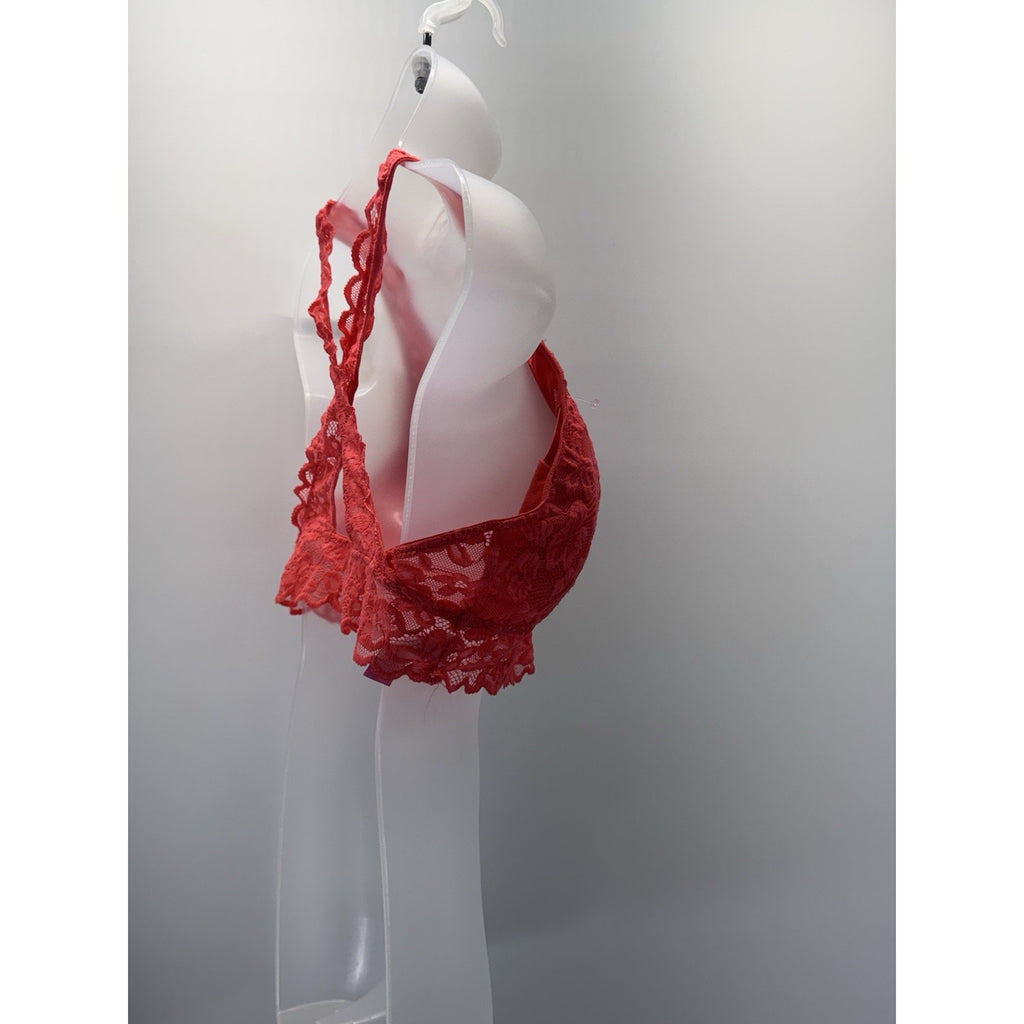 No Boundaries RN #52469 Coral Fire Pink Wireless Bralette Bra Size XL