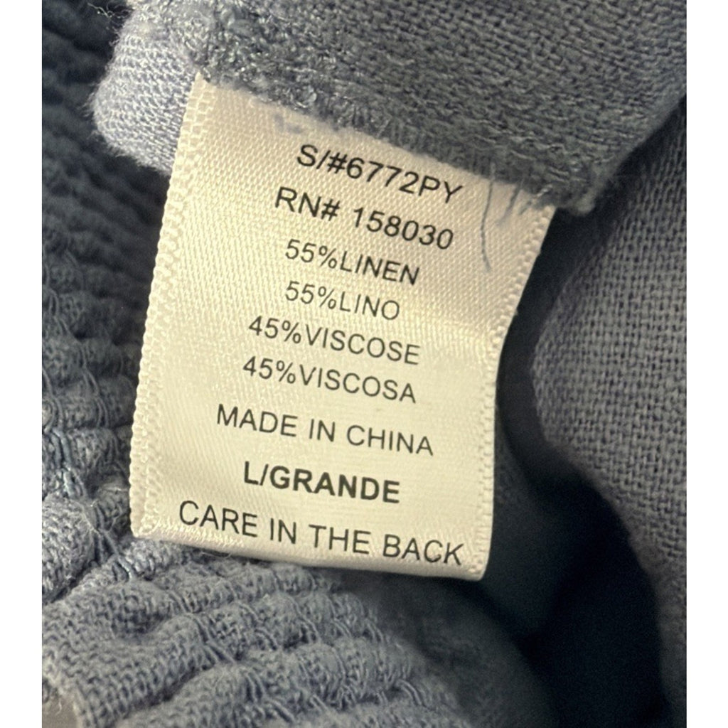 Love Tree Women's Large Blue Linen Viscose Blend Jogger Pants Minimalist Casual