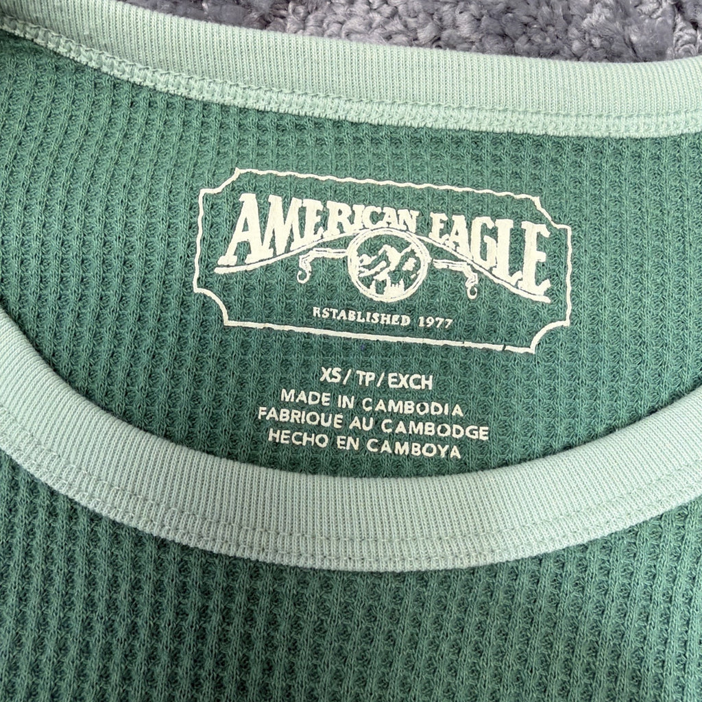 American Eagle Green Knit long Sleeve Pullover Sweater Womens Size XS