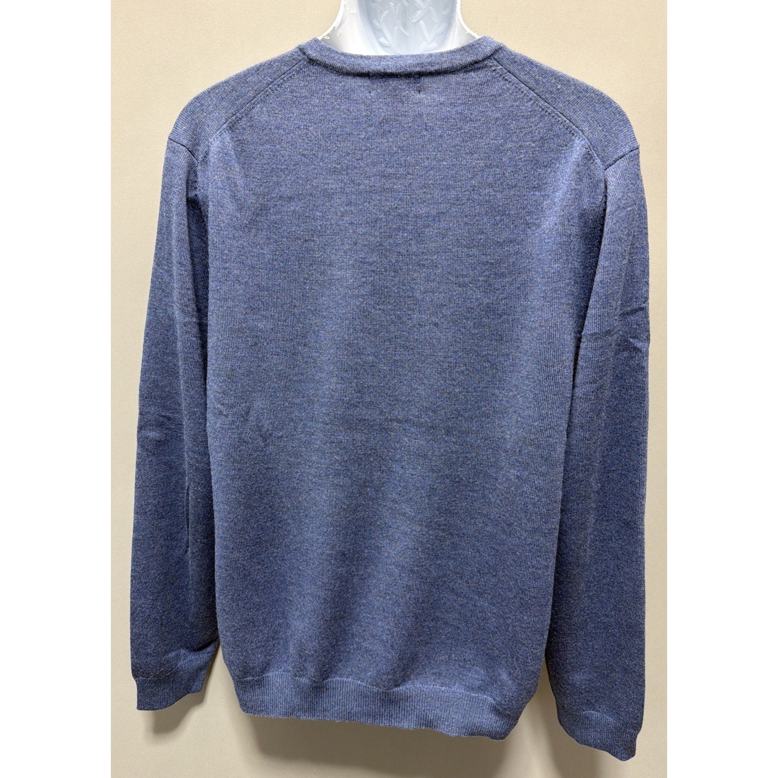 Brooks Brothers Sweater Men's L Blue Merino Wool V-Neck Stretch Preppy Casual