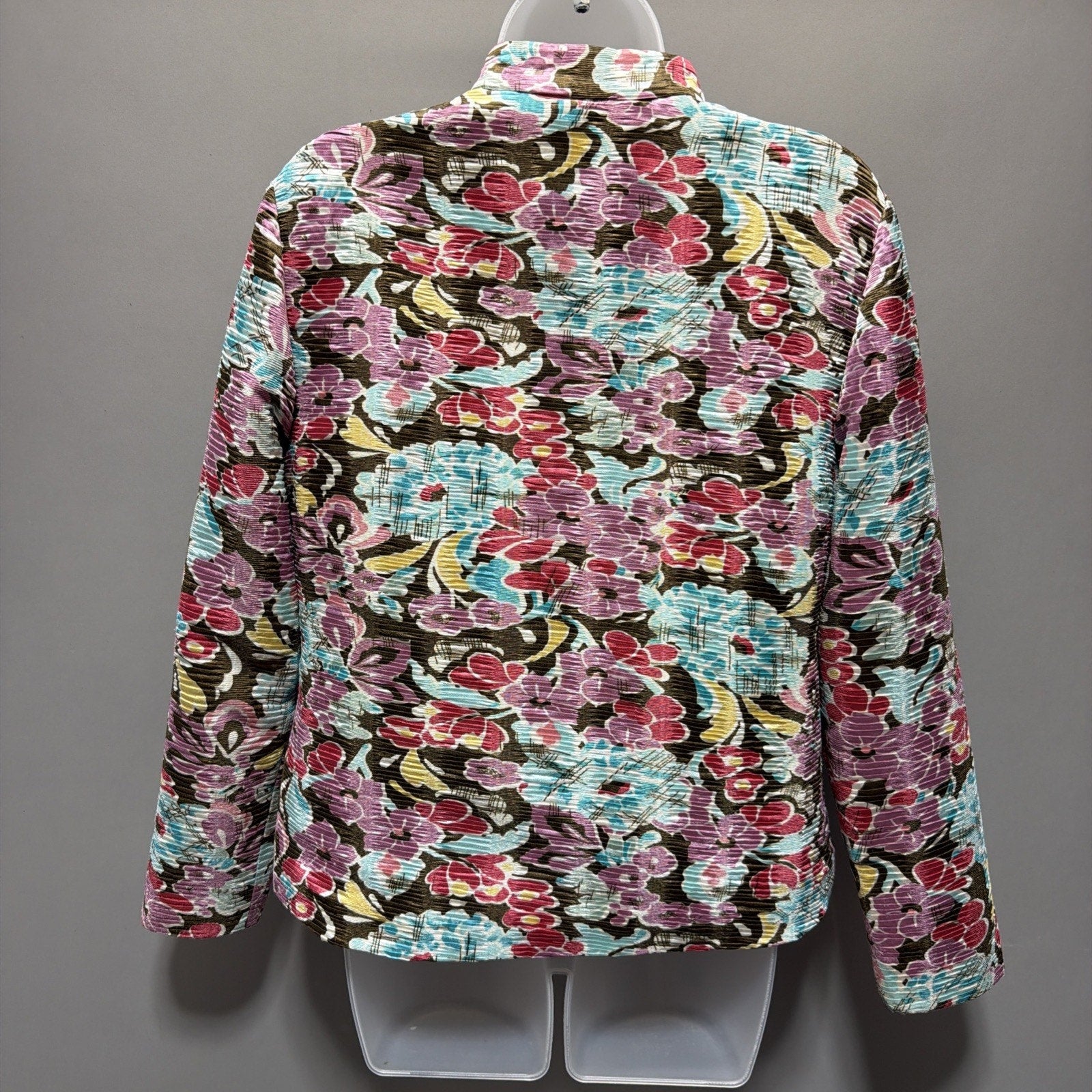 Silkland Silk Land Size M Zip Front Lined Long Sleeve Poly Textured Jacket