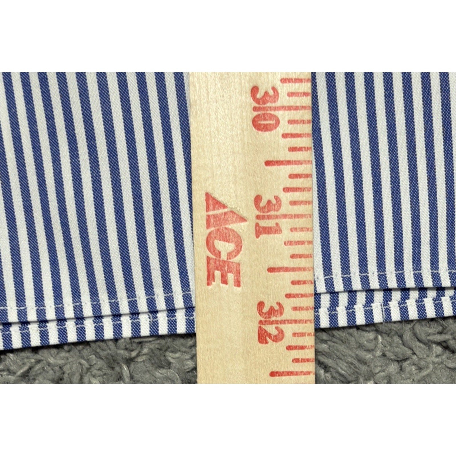 Ralph Lauren Mens Size 2XL 18 / 46 Striped Oxford Shirt Blue 100% Cotton