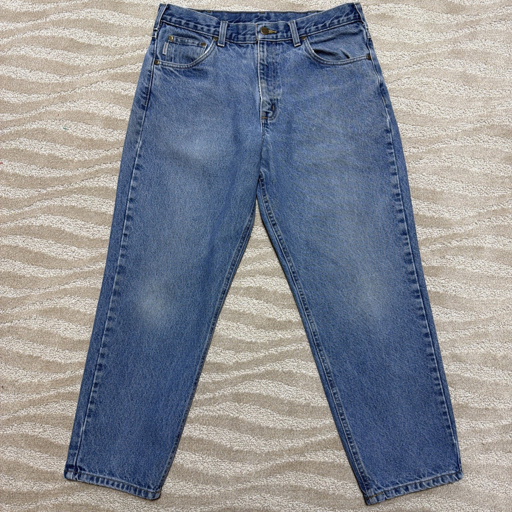 Carhartt B17 DST Relaxed Fit Straight Leg Jeans Mens 34x28 Workwear Blue Denim