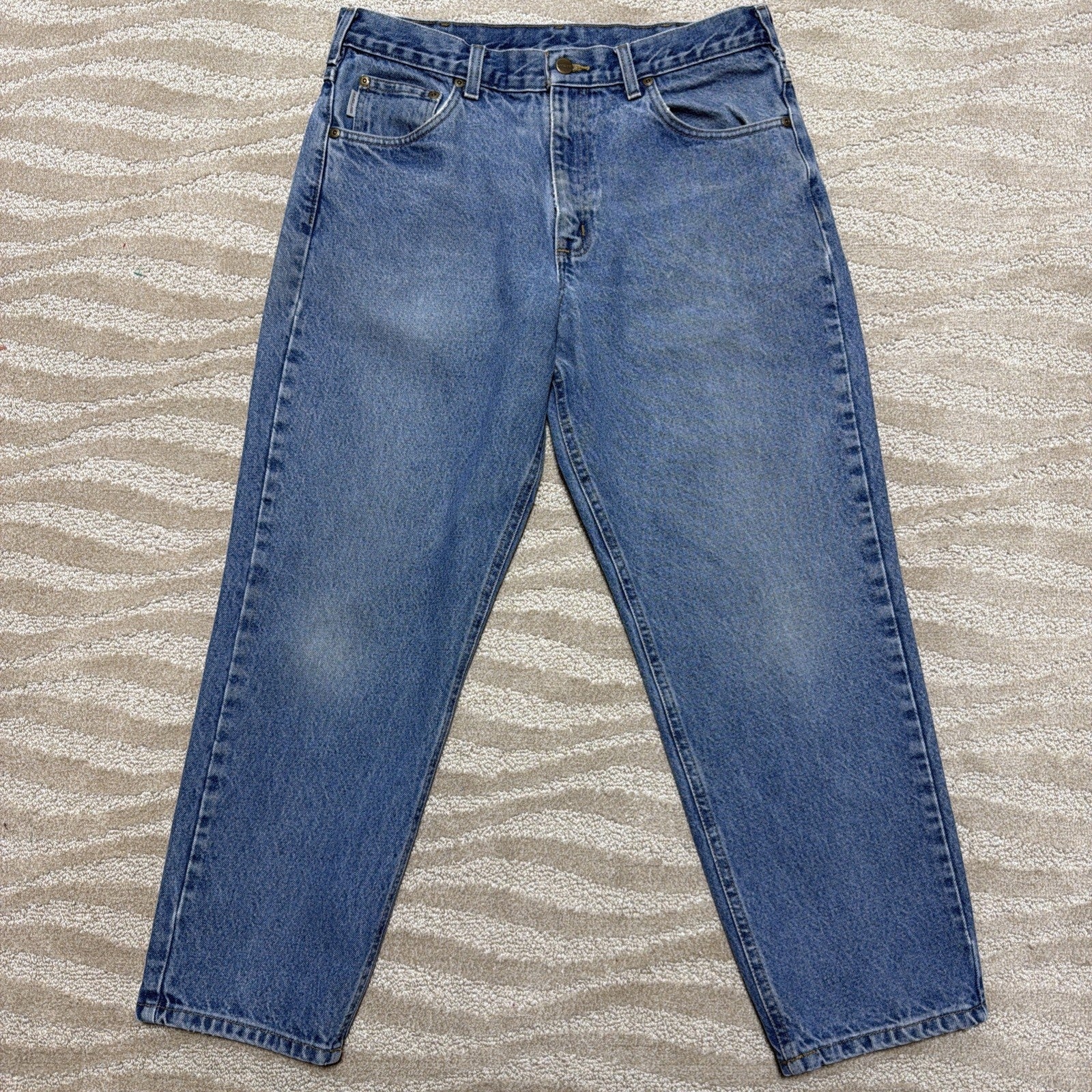 Carhartt B17 DST Relaxed Fit Straight Leg Jeans Mens 34x28 Workwear Blue Denim